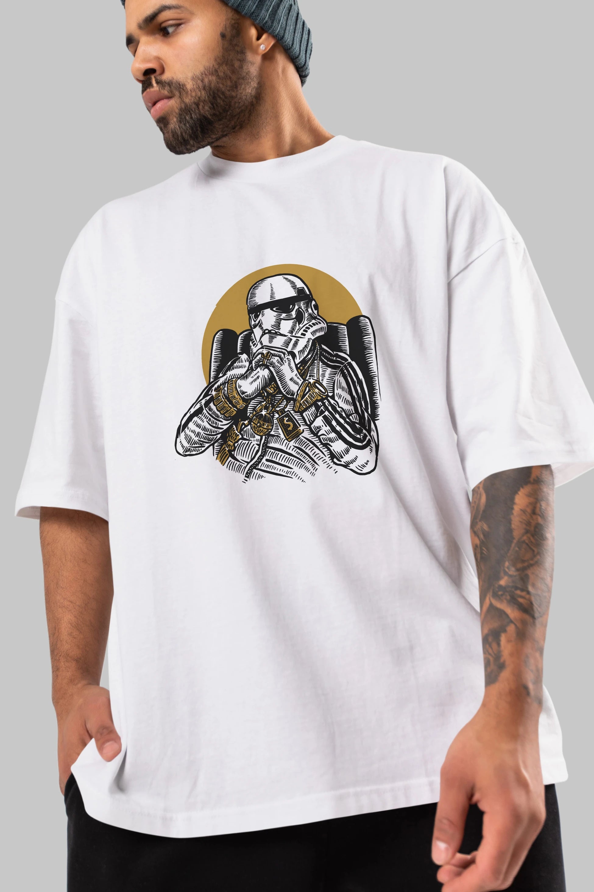 Trooper Dee Jay Ön Baskılı Oversize t-shirt Erkek Kadın Unisex %100 Pamuk tişort