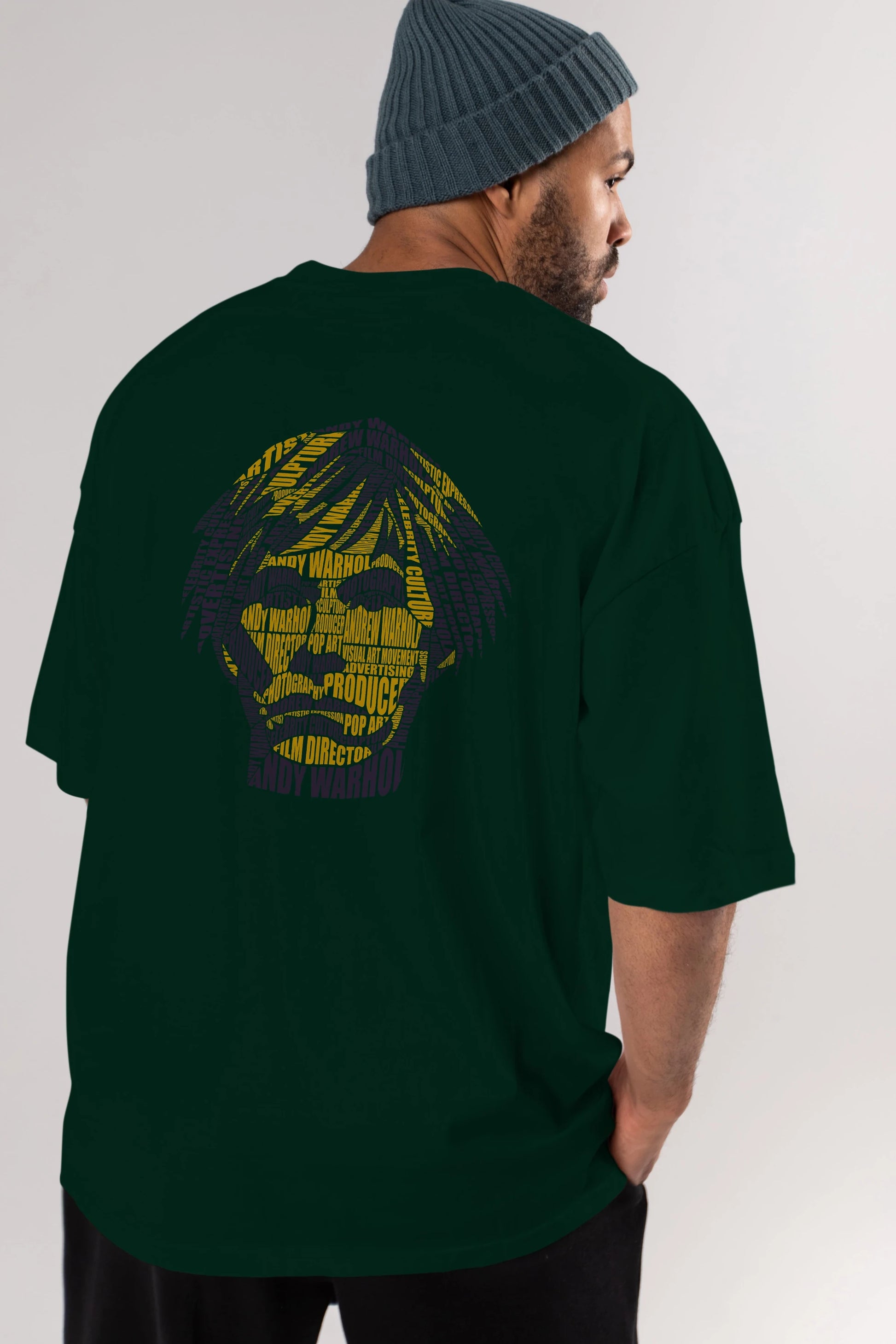 Andy Warhol Calligram Arka Baskılı Oversize t-shirt %100 pamuk Erkek Kadın Unisex