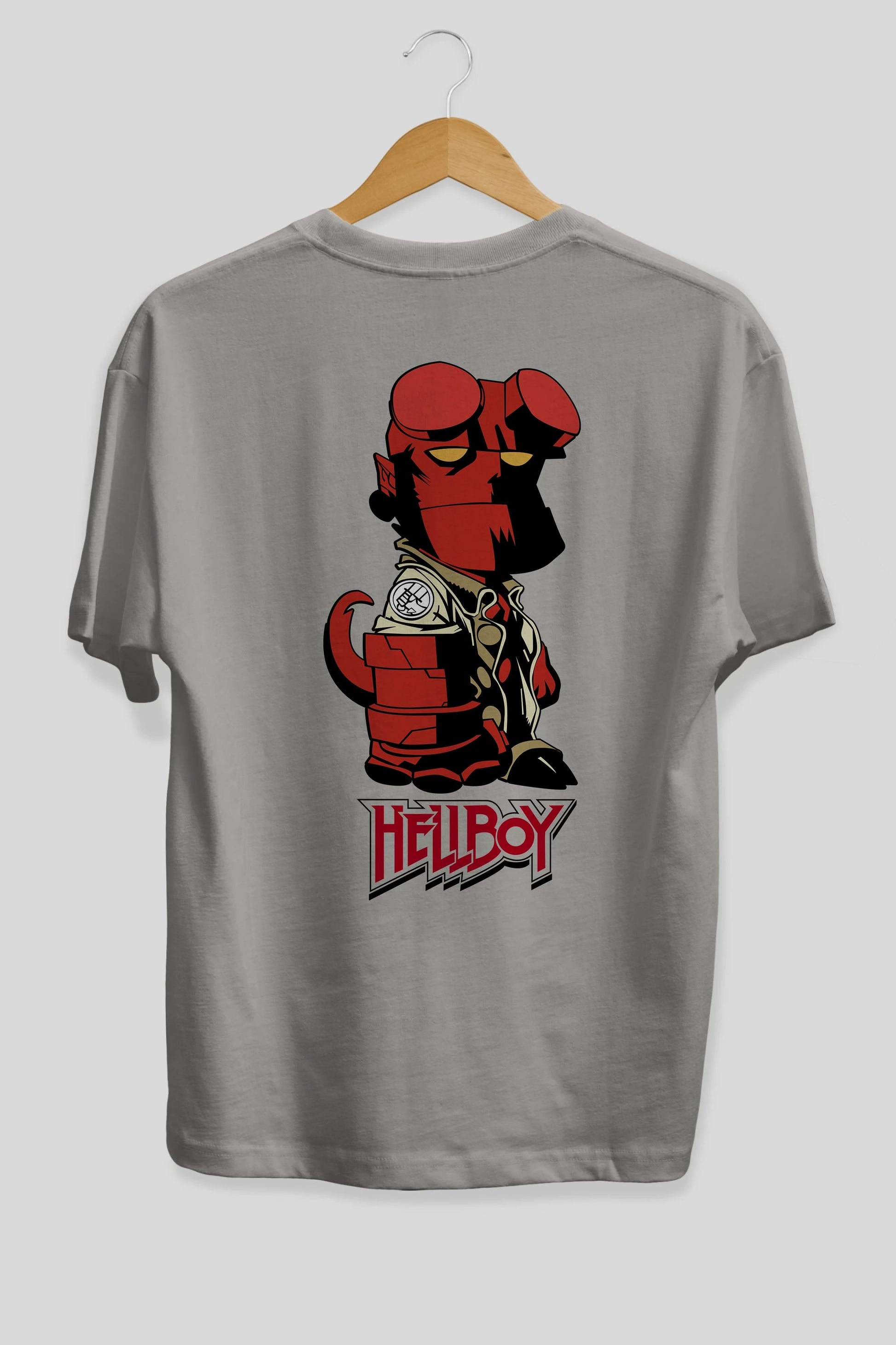 Hellboy (1) Arka Baskılı Oversize t-shirt Erkek Kadın Unisex %100 Pamuk Bisiklet Yaka tişort