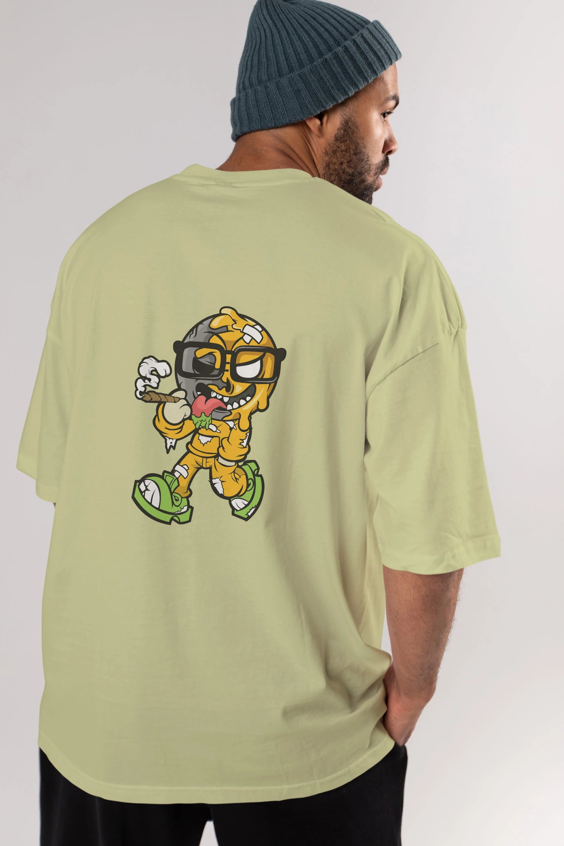 Eyeball Smoker Arka Baskılı Oversize t-shirt Erkek Kadın Unisex %100 Pamuk tişort