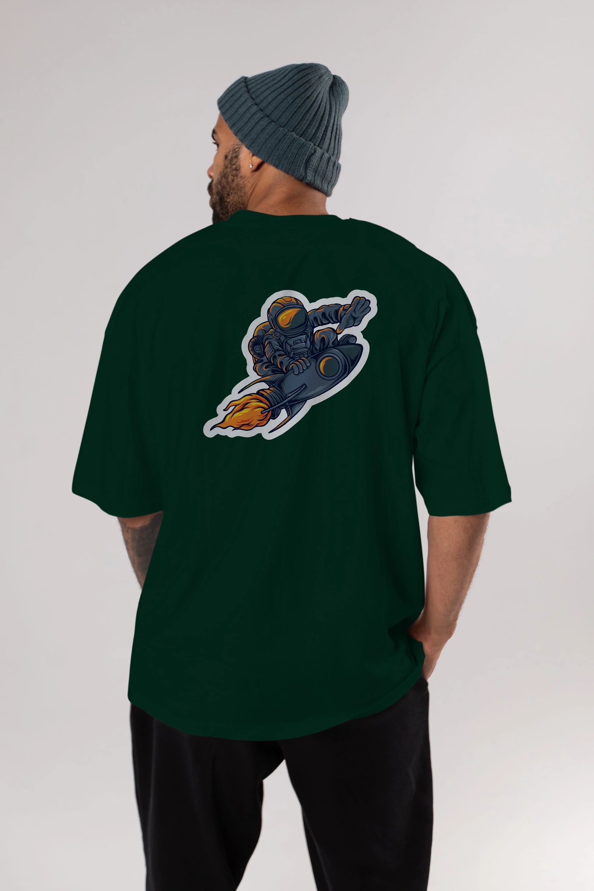 Astrocket Illustration Sticker Arka Baskılı Oversize t-shirt Erkek Kadın Unisex