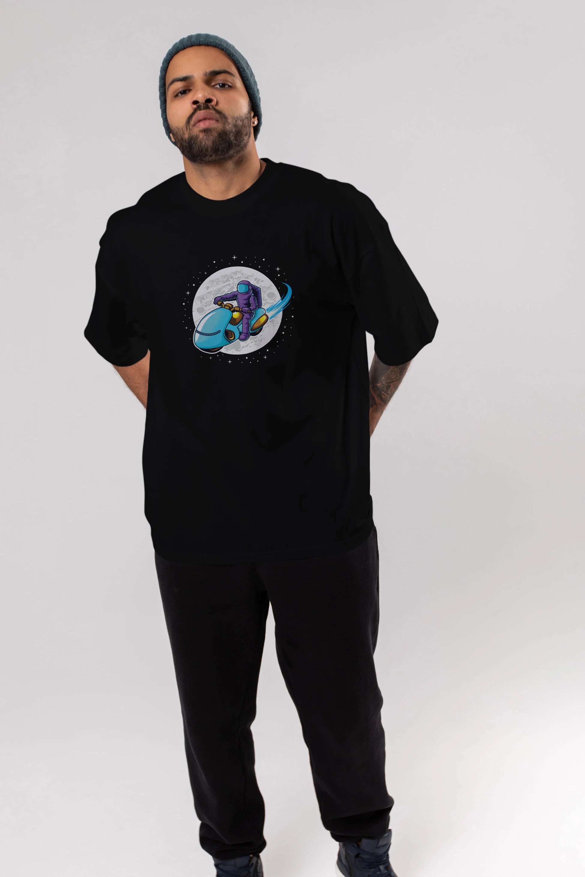 Astrorider in Space Ön Baskılı Oversize t-shirt Erkek Kadın Unisex