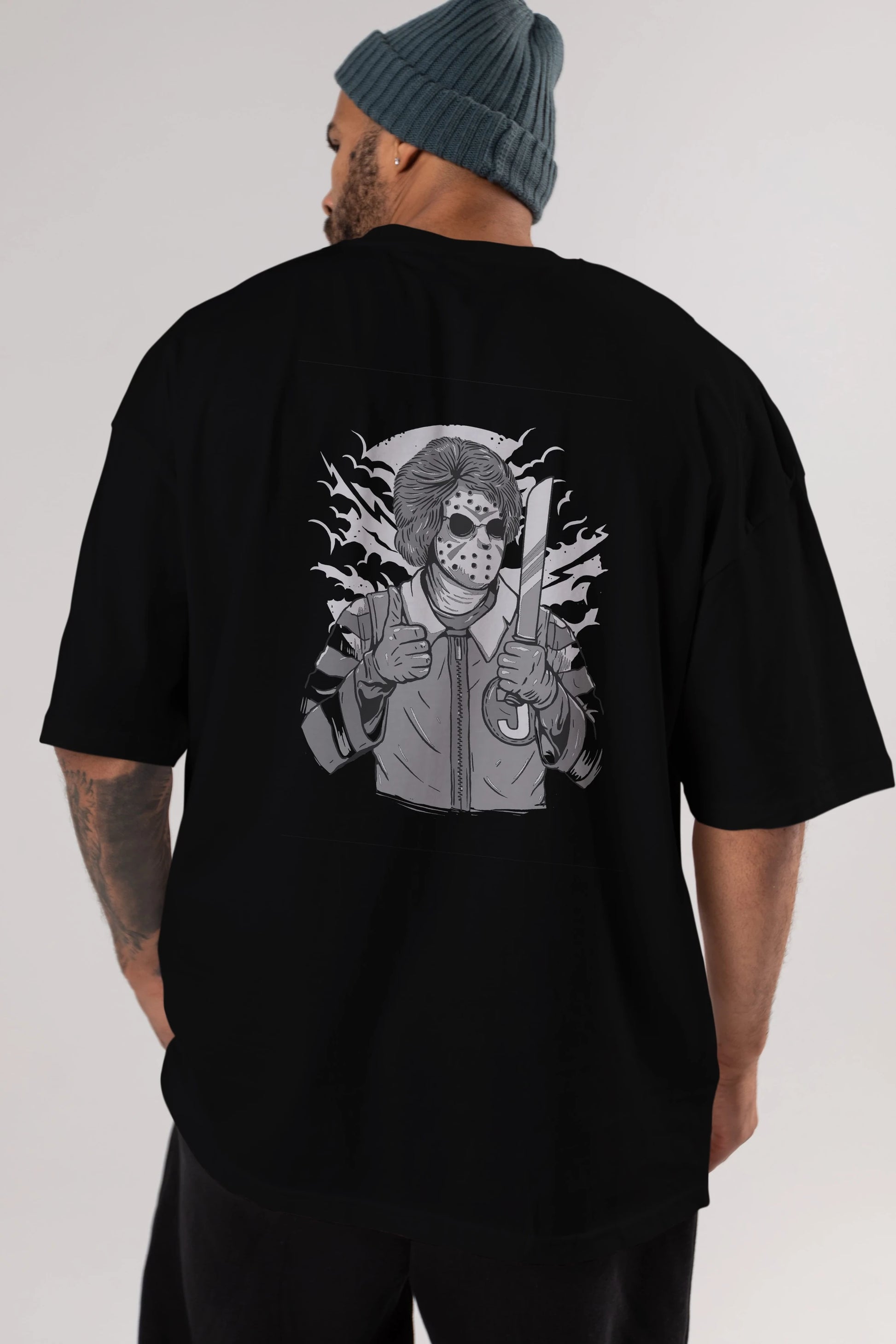 Clown Killer Arka Baskılı Oversize t-shirt Erkek Kadın Unisex %100 Pamuk