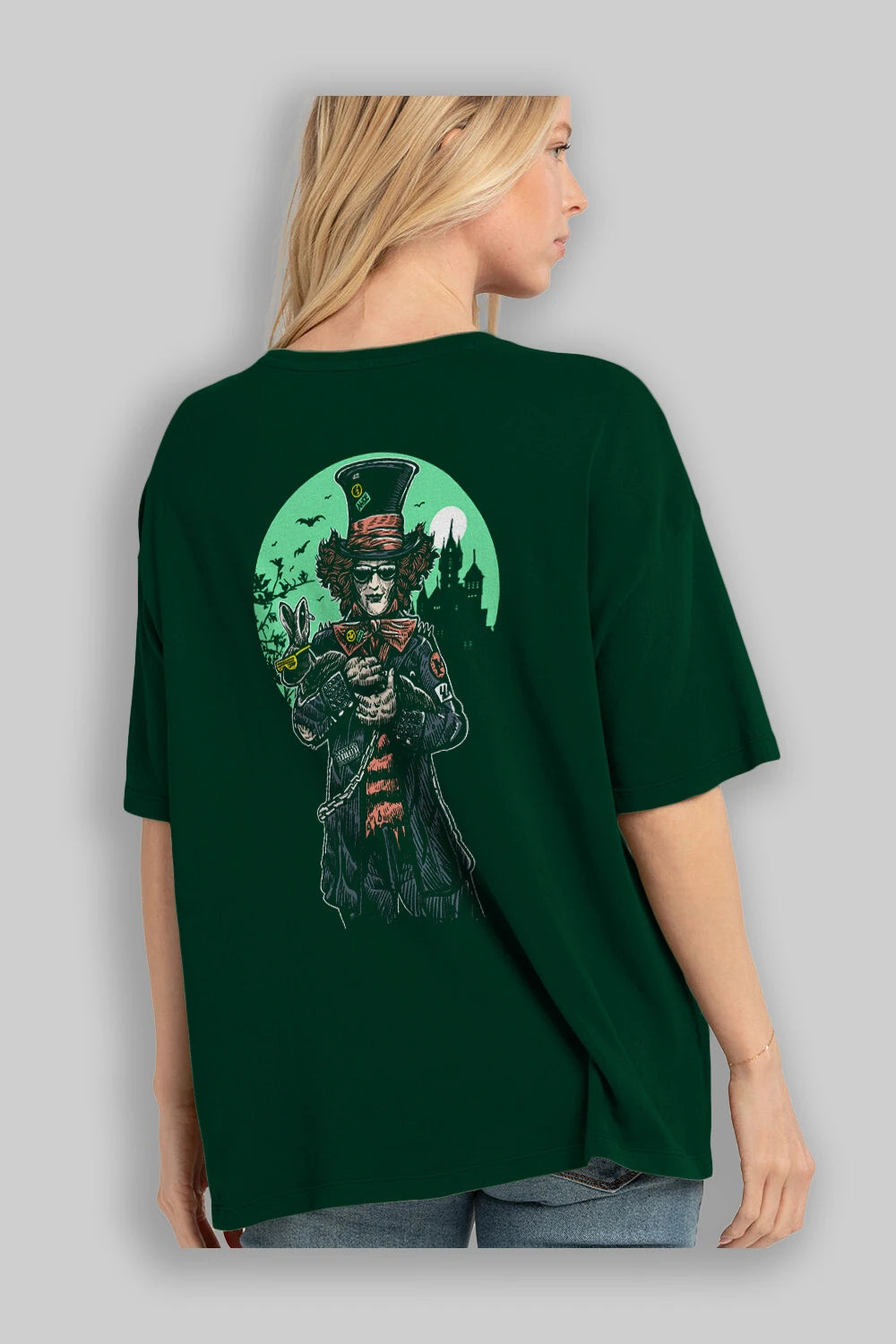 Mad Hatter Arka Baskılı Oversize t-shirt Erkek Kadın Unisex %100 Pamuk