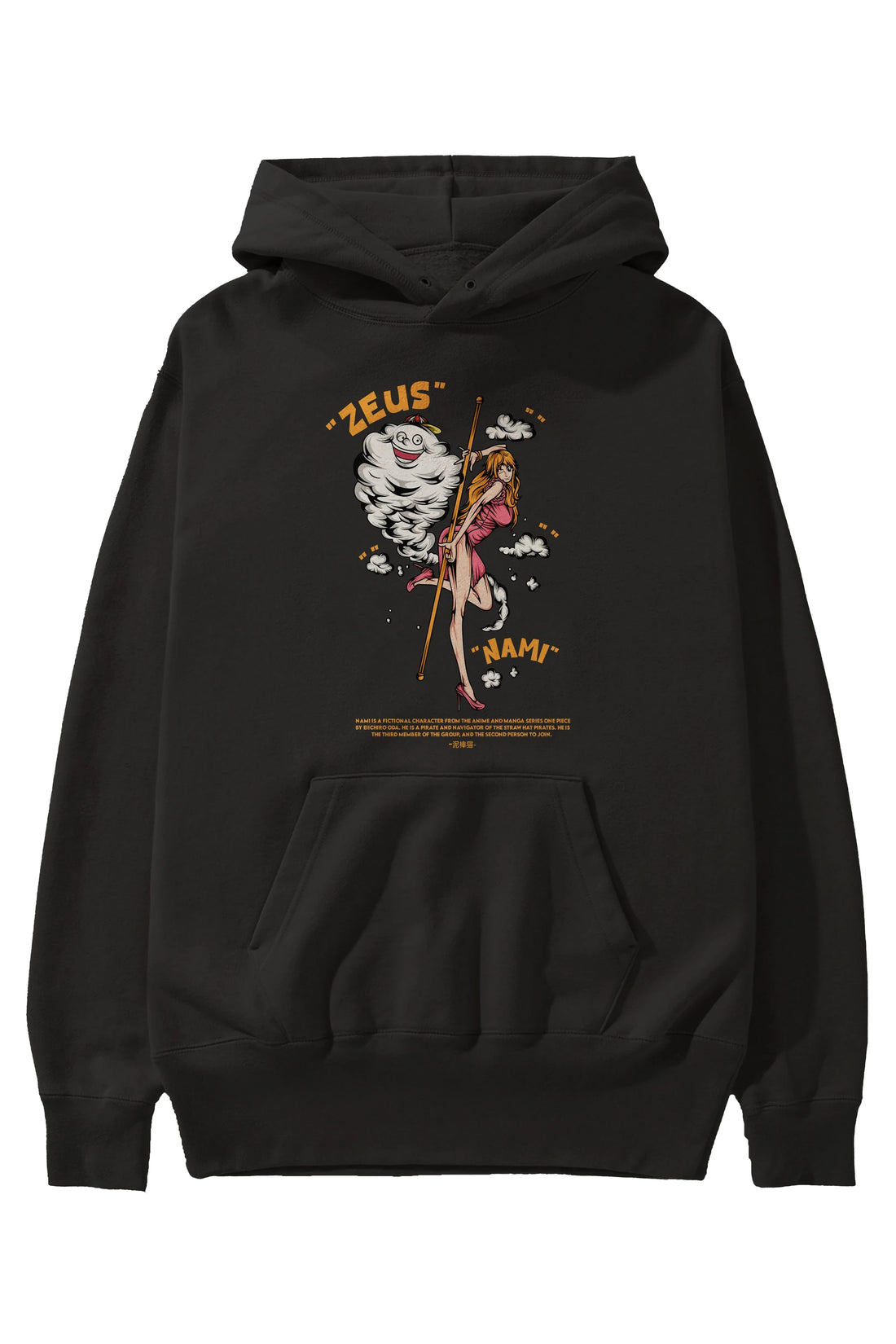 Zeus Nami Anime Ön Baskılı Hoodie Oversize Kapüşonlu Sweatshirt Erkek Kadın Unisex
