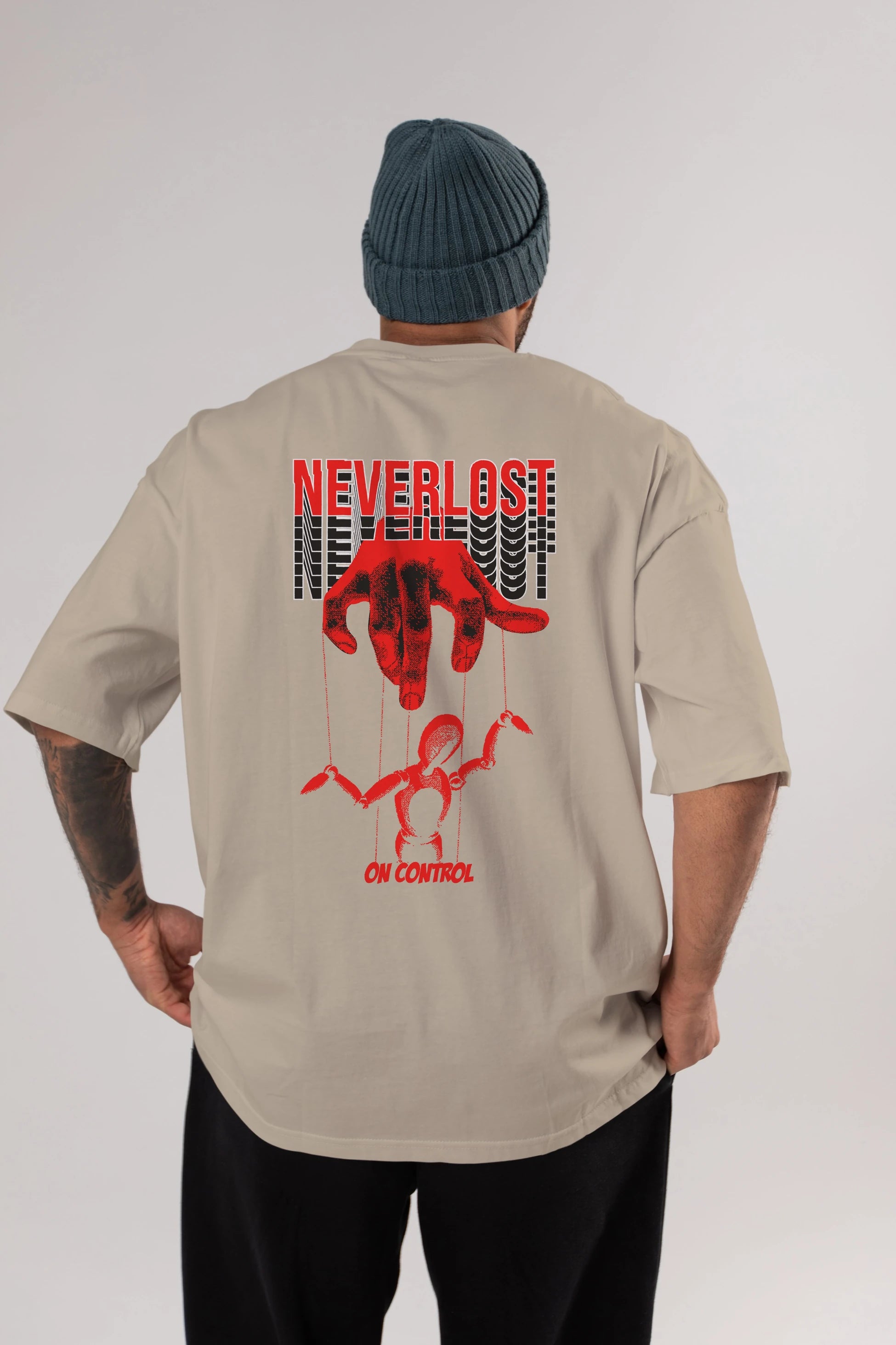 Neverlost on Control Arka Baskılı Oversize t-shirt Erkek Kadın Unisex