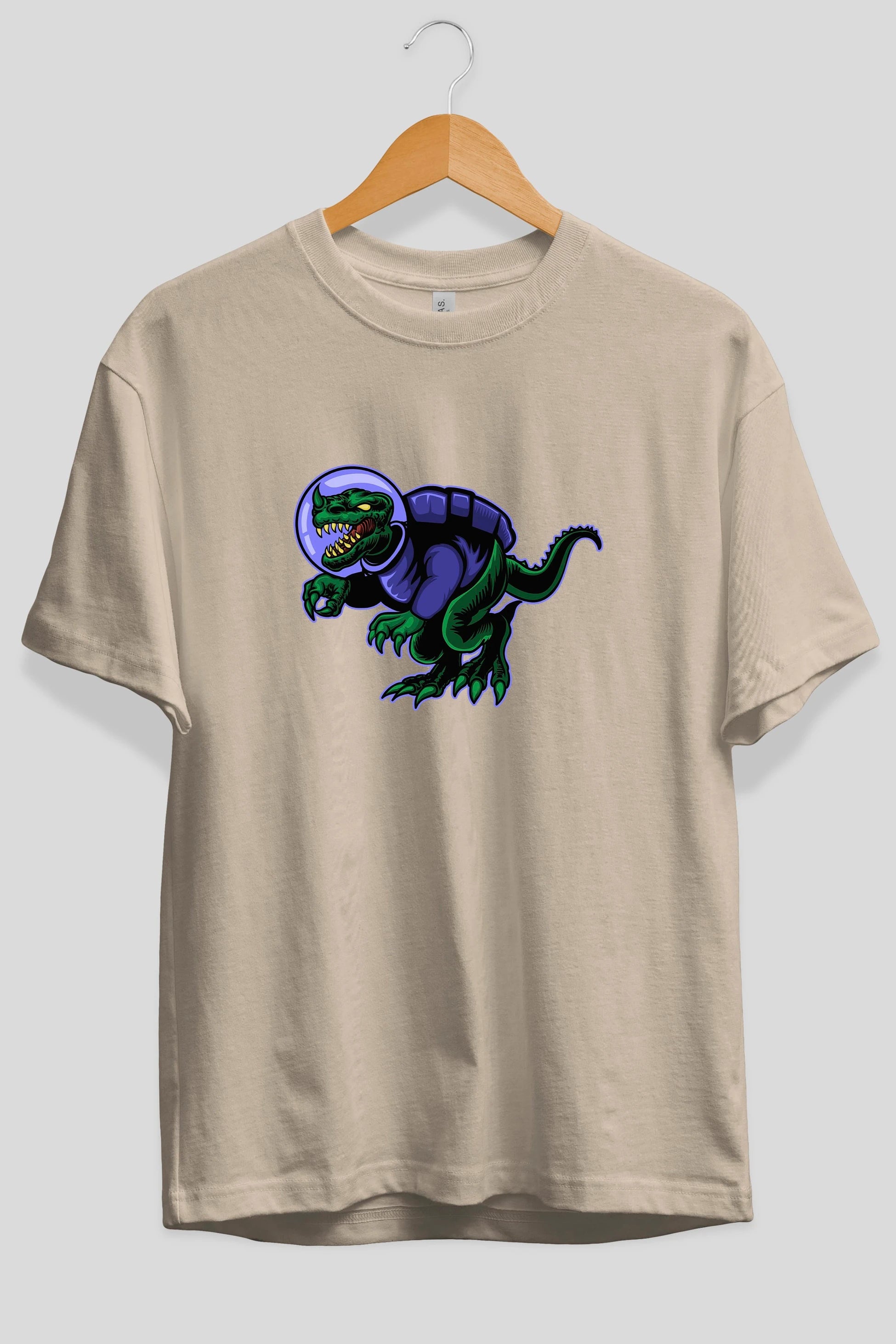 Space Dino Ön Baskılı Oversize t-shirt Erkek Kadın Unisex