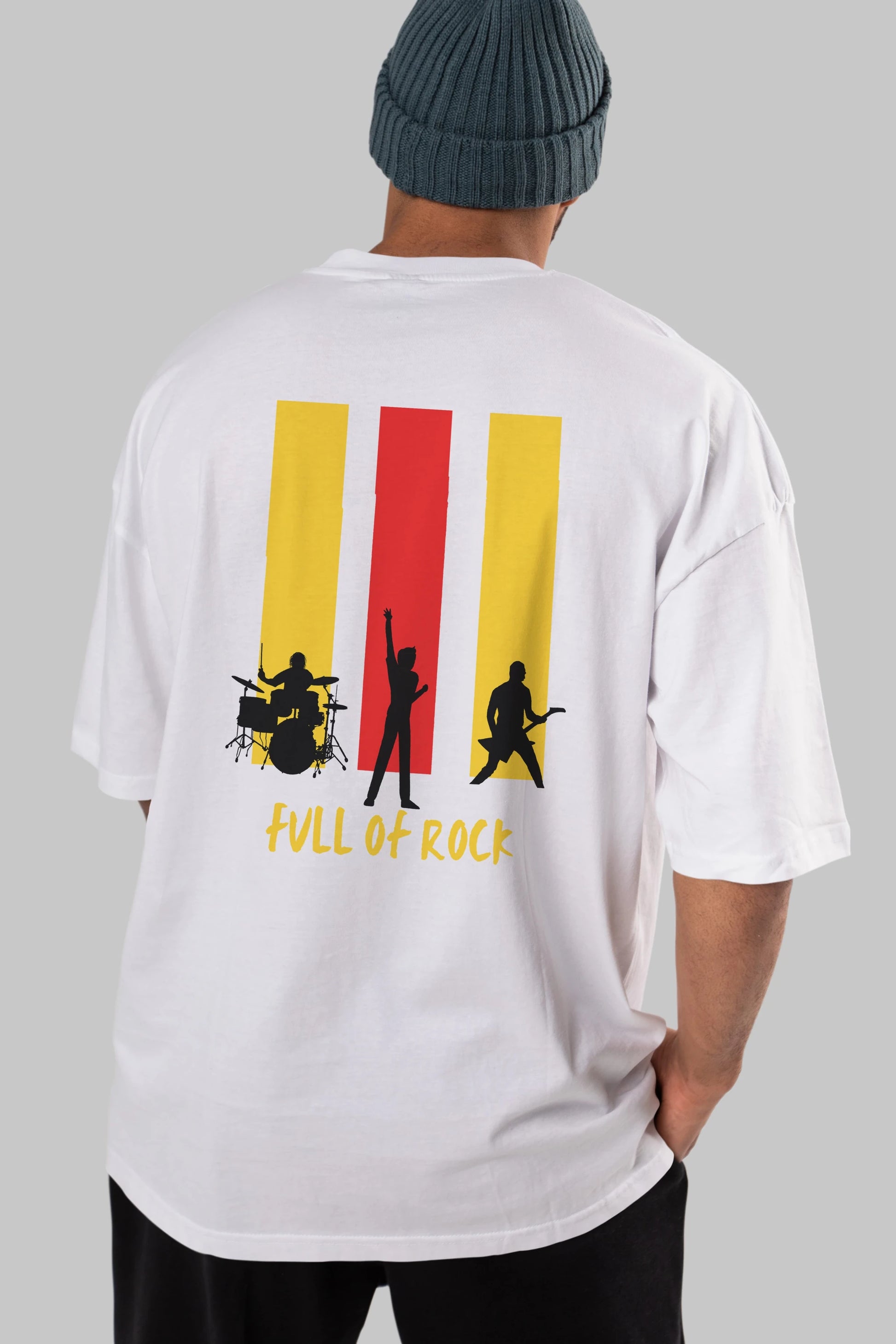 Full of Rock Yazılı Arka Baskılı Oversize t-shirt Erkek Kadın Unisex