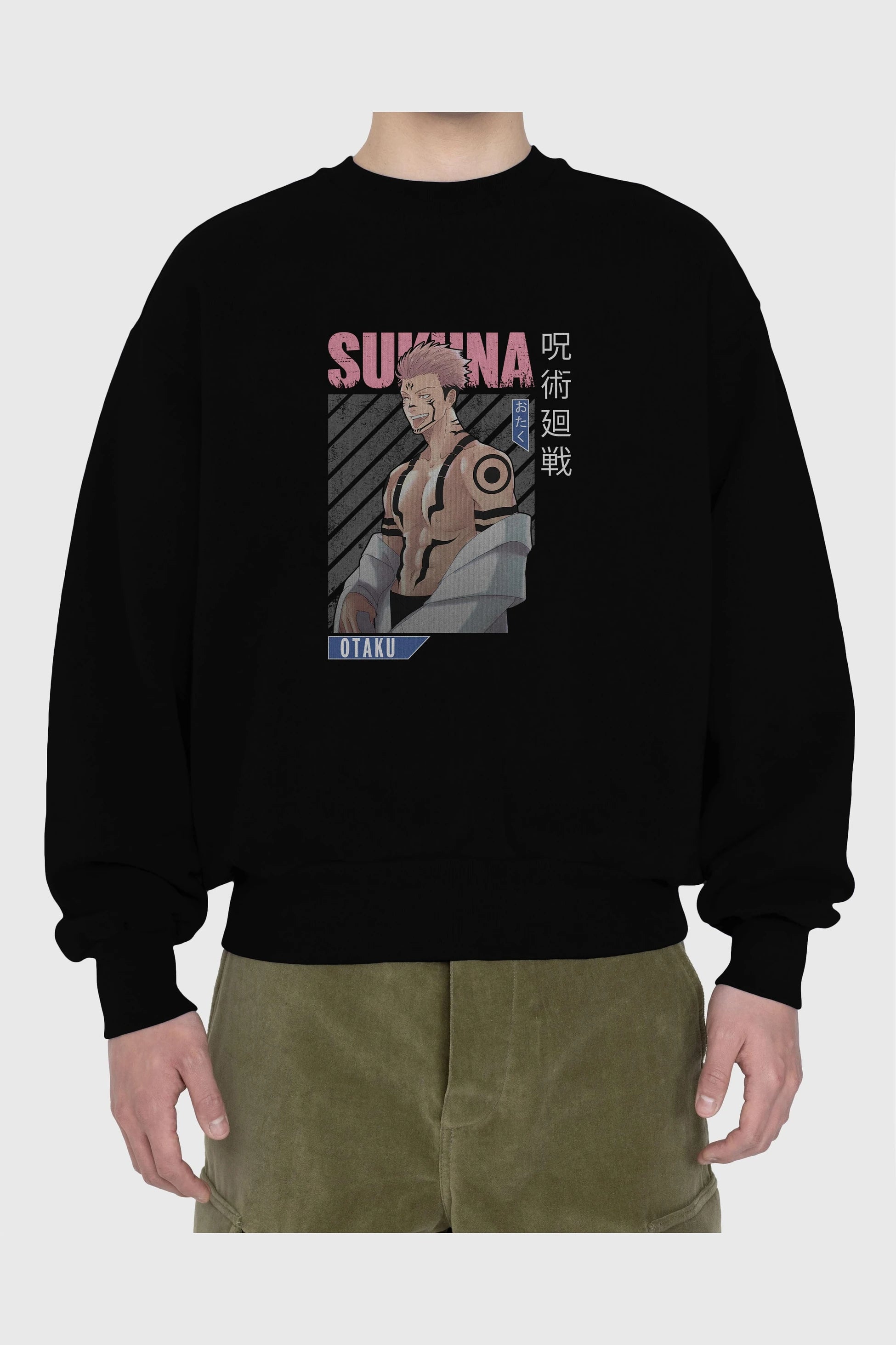 Sukuna Ryoumen Anime Ön Baskılı Oversize Sweatshirt Erkek Kadın Unisex