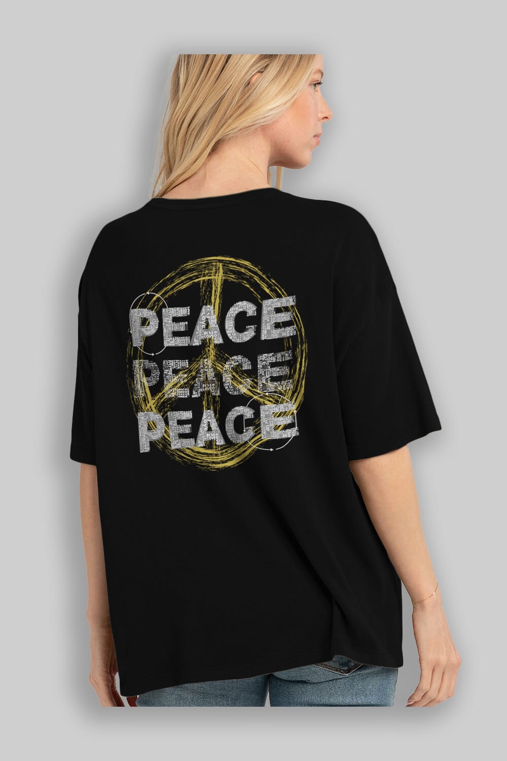 Peace Yazılı Arka Baskılı Oversize t-shirt Erkek Kadın Unisex