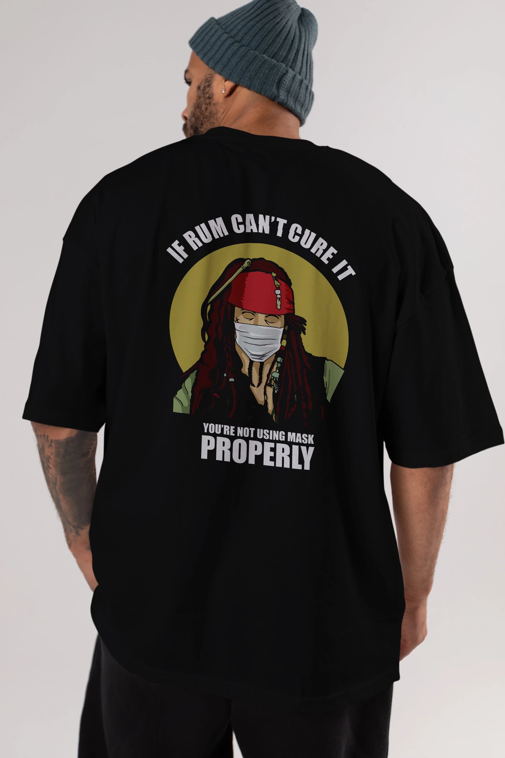 Pirates Maker Arka Baskılı Oversize t-shirt Erkek Kadın Unisex %100 Pamuk tişort