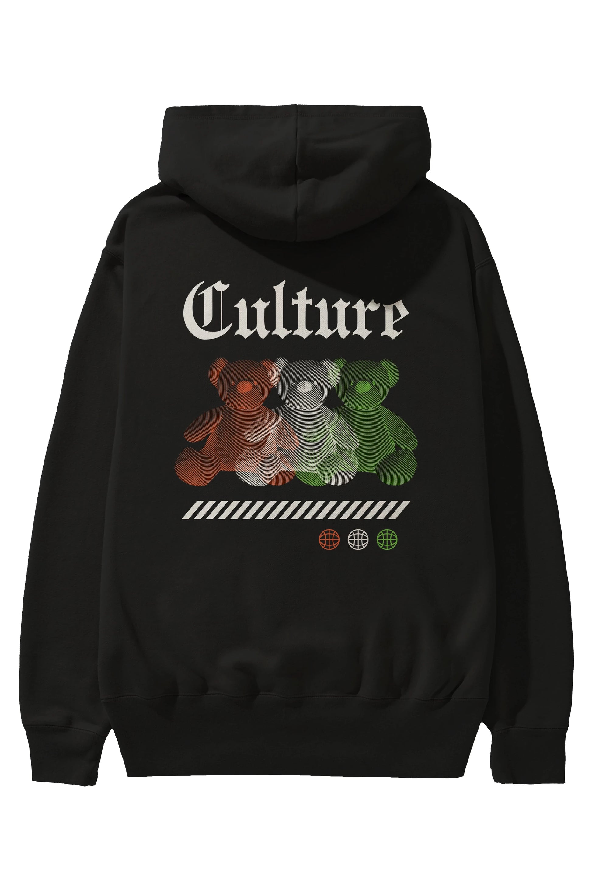 Culture Bear Arka Baskılı Hoodie Oversize Kapüşonlu Sweatshirt Erkek Kadın Unisex