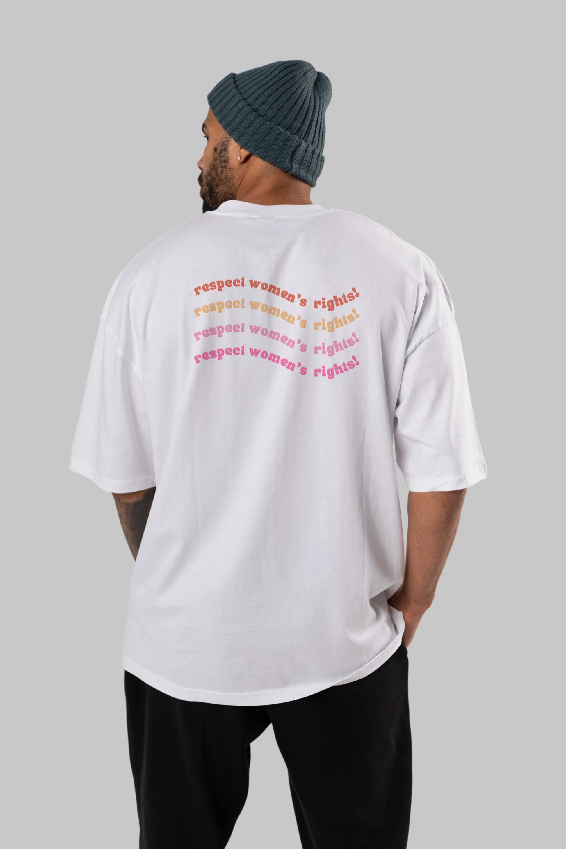 Respect Women Yazılı Arka Baskılı Oversize t-shirt Erkek Kadın Unisex