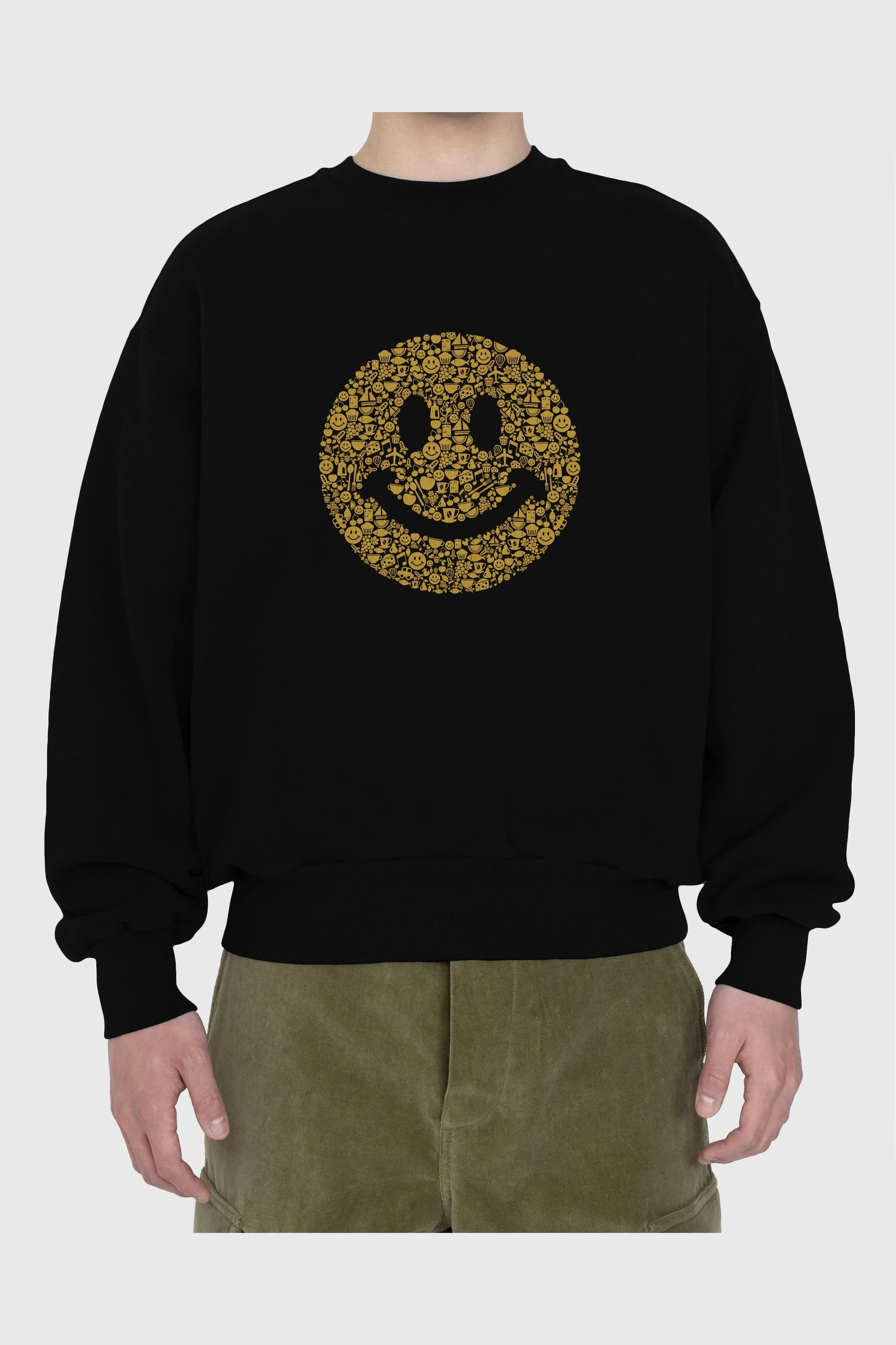 Smiley Ön Baskılı Oversize Sweatshirt Erkek Kadın Unisex