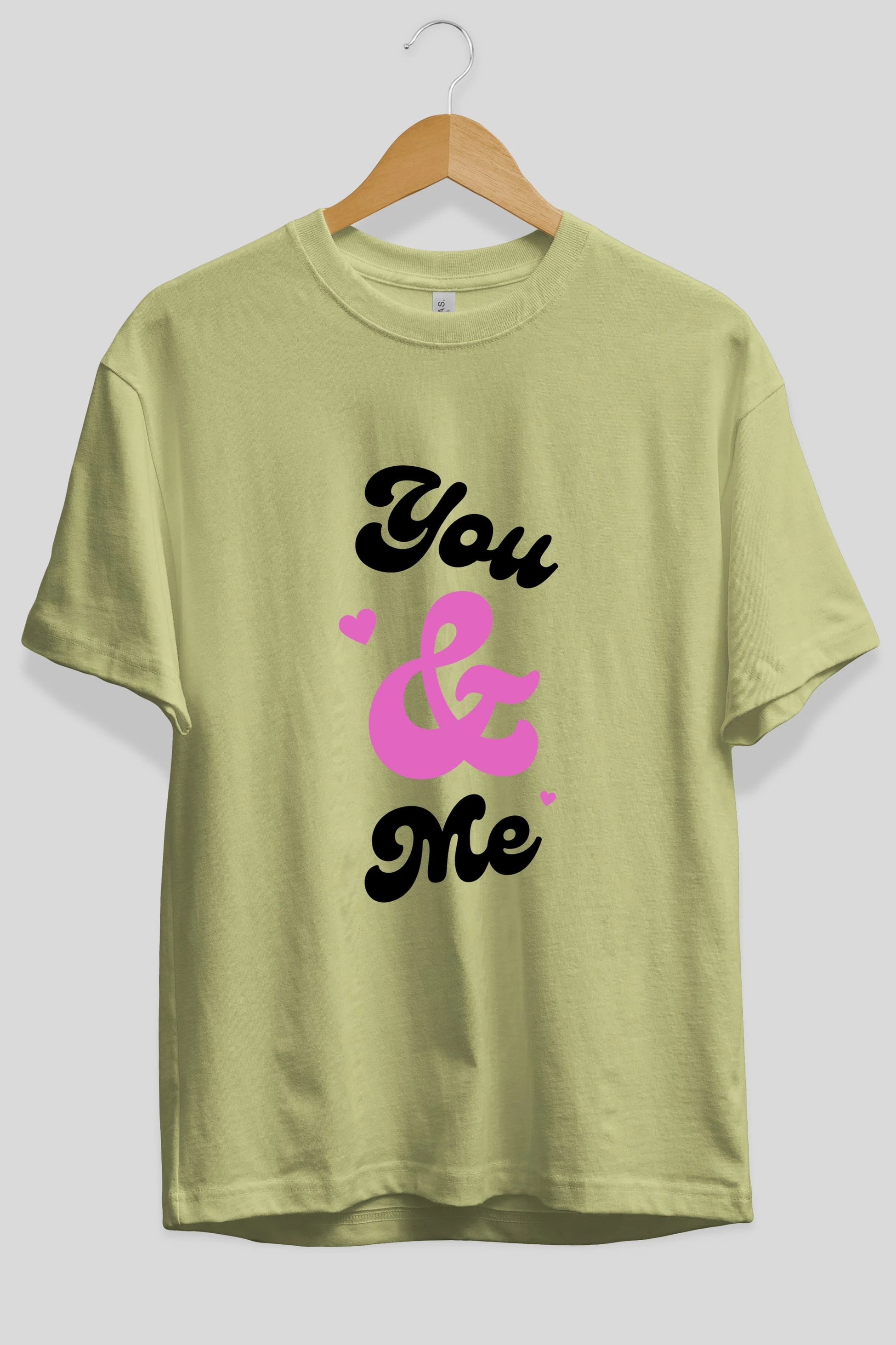 You and Me Yazılı Ön Baskılı Oversize t-shirt Erkek Kadın Unisex