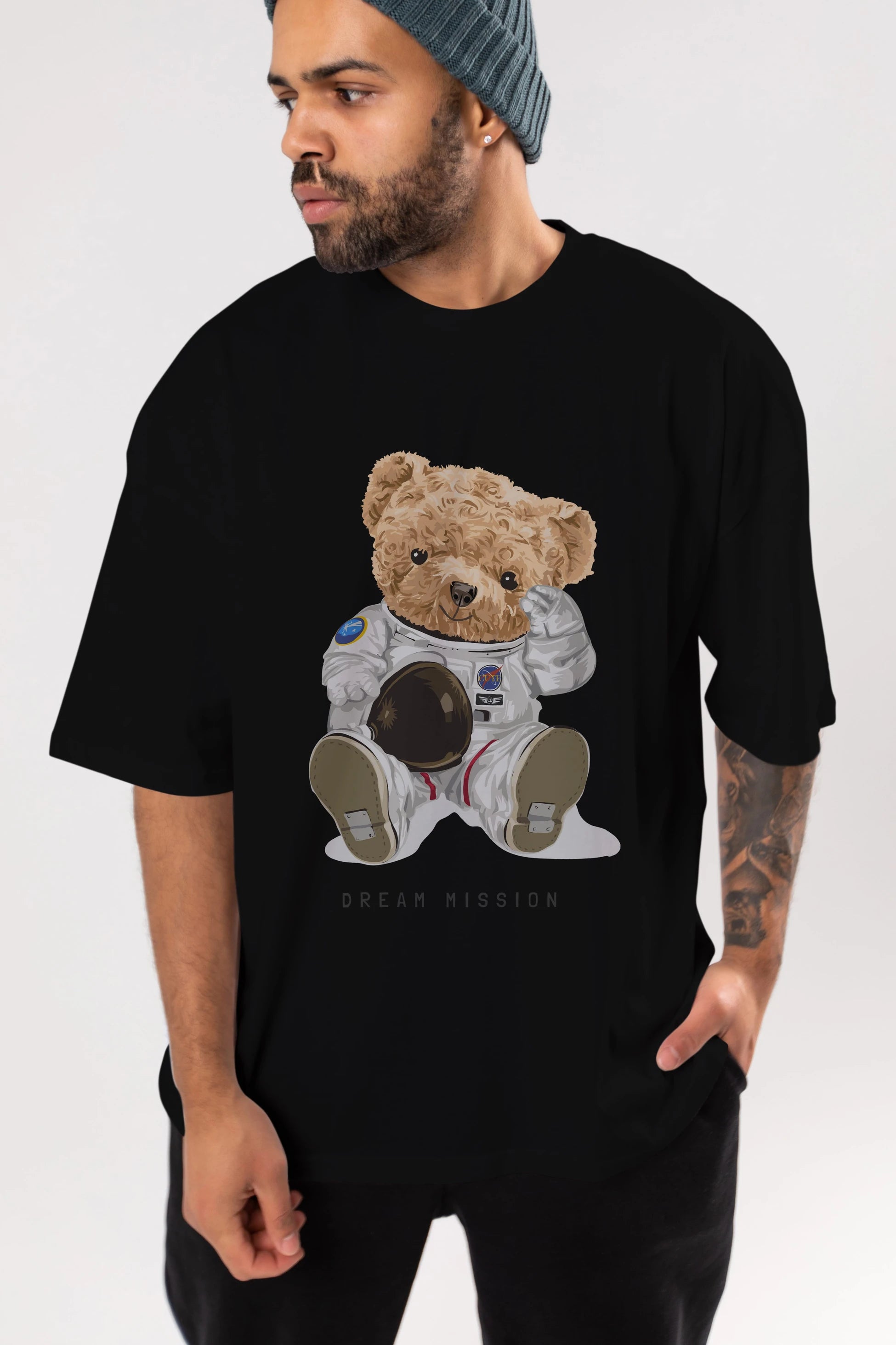 Teddy Bear Asrtonot Ön Baskılı Oversize t-shirt Erkek Kadın Unisex %100 Pamuk