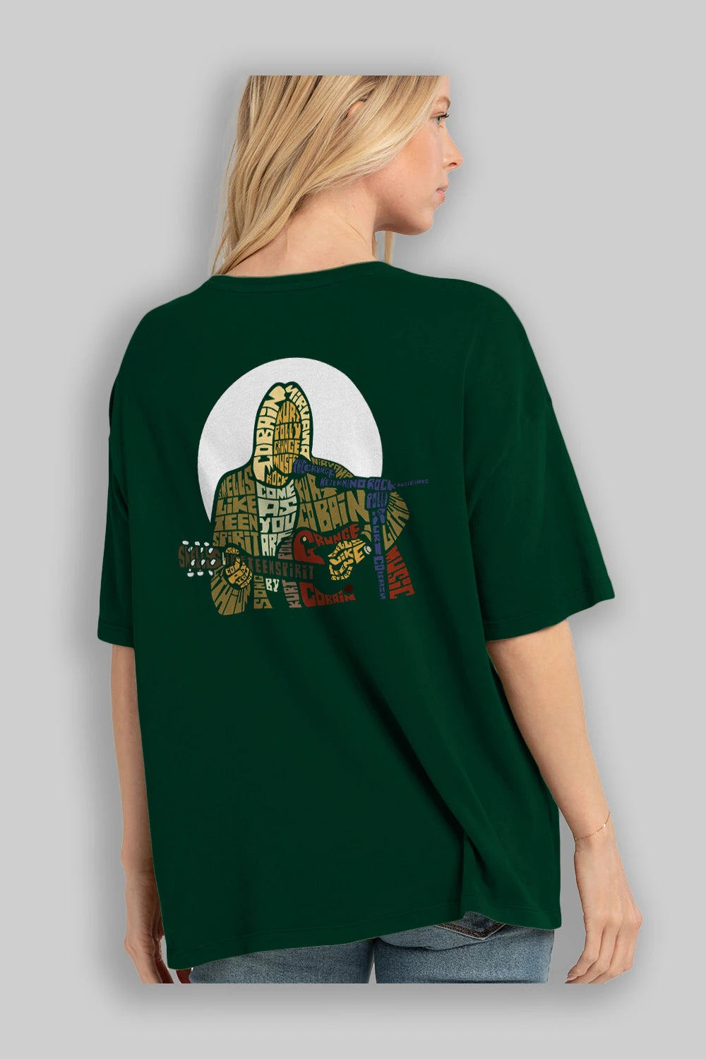 Kurt Cobain Arka Baskılı Oversize t-shirt %100 pamuk Erkek Kadın Unisex