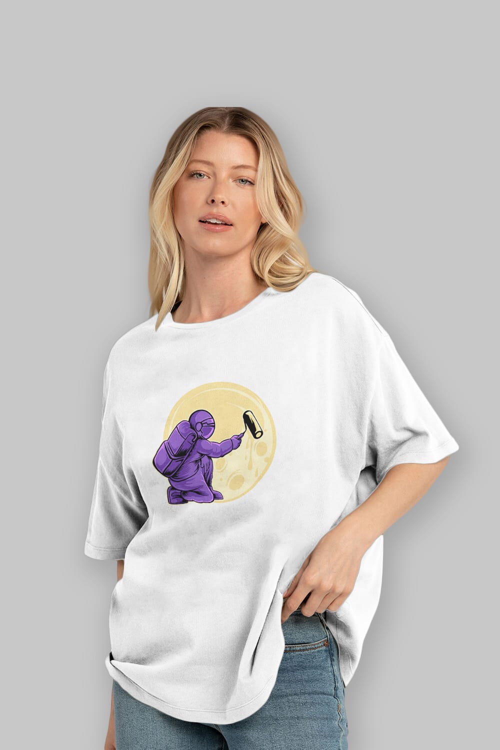 Astropaint Sticker Ön Baskılı Oversize t-shirt Erkek Kadın Unisex