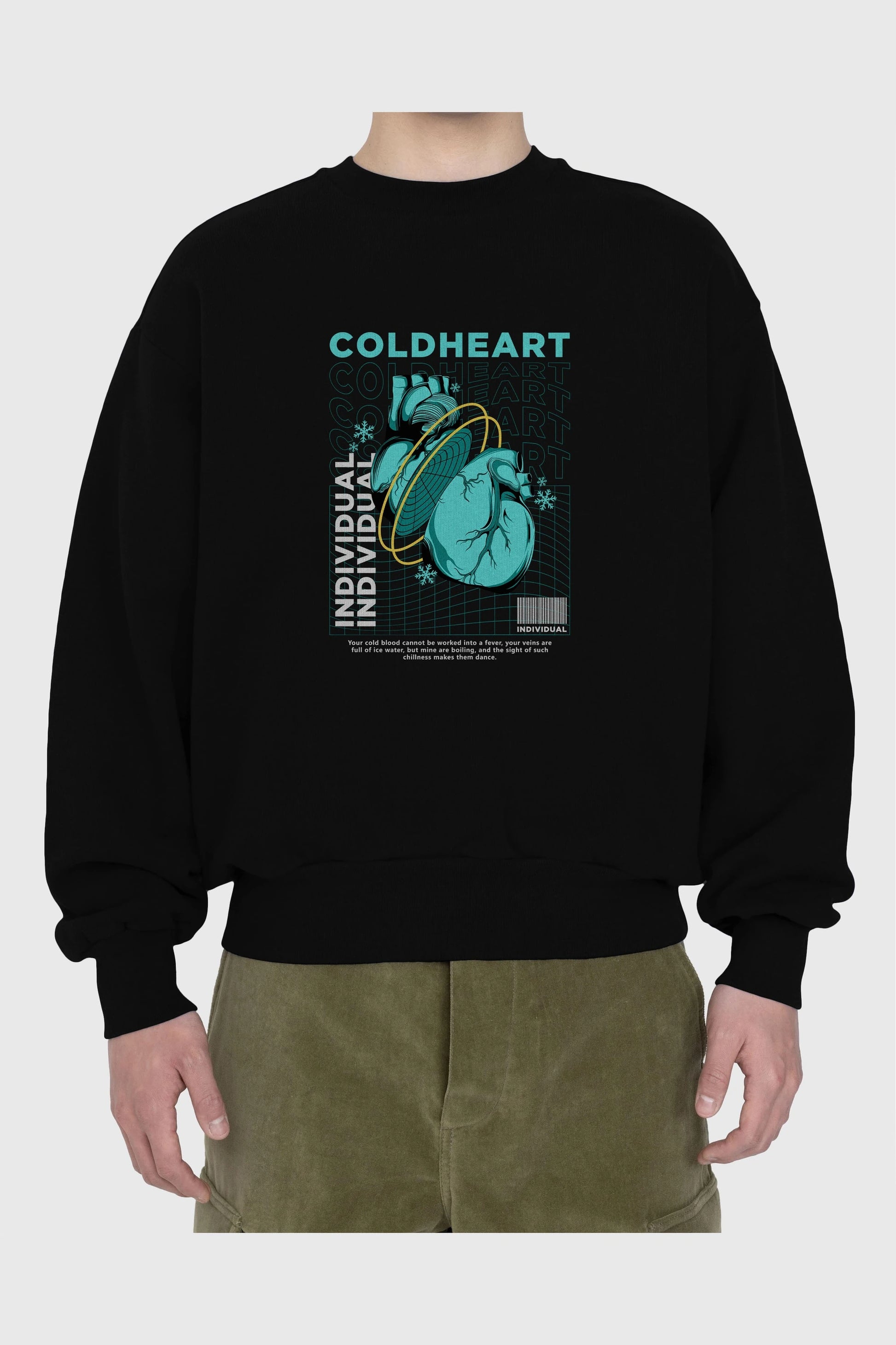 Cold Heart Ön Baskılı Oversize Sweatshirt Erkek Kadın Unisex