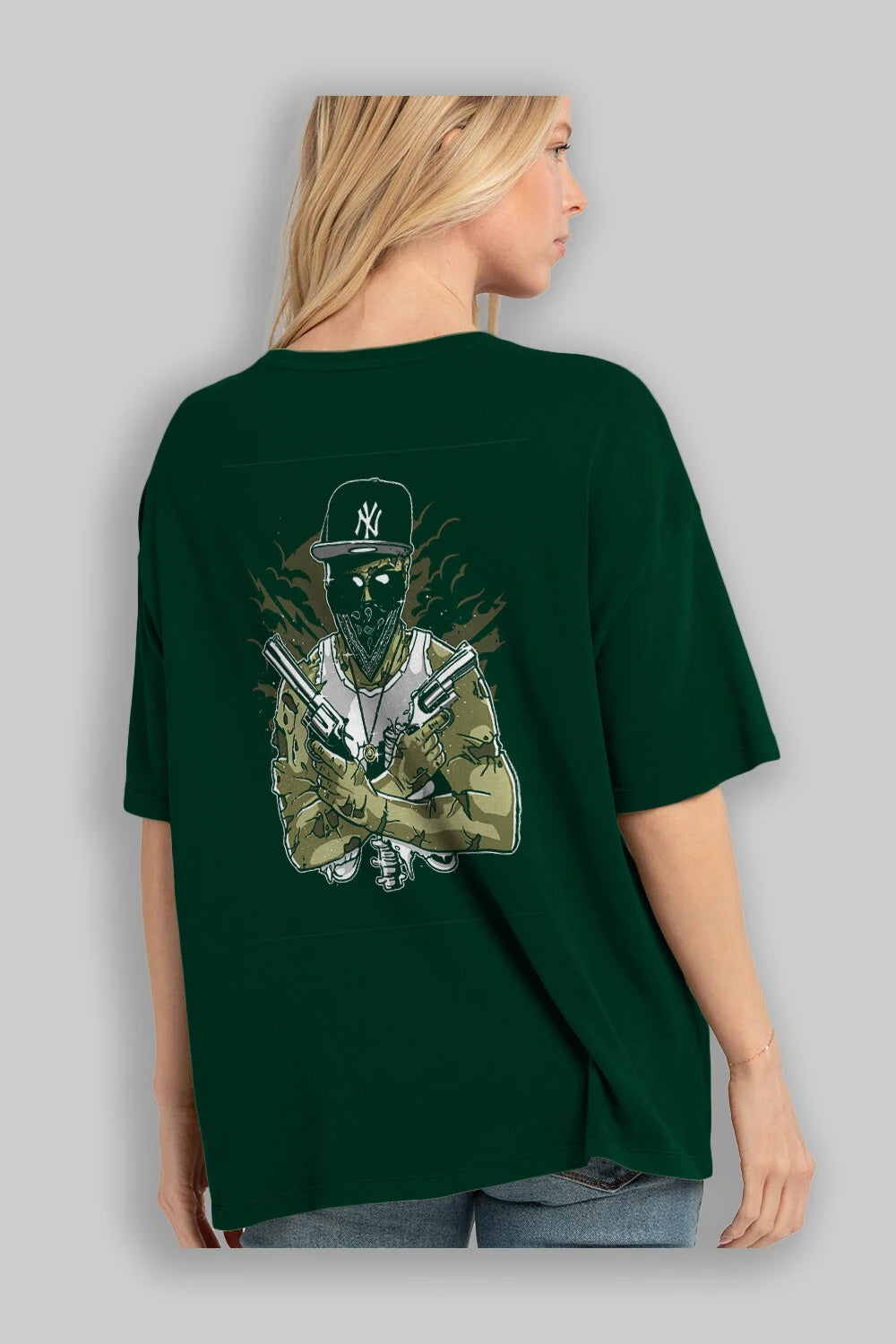 Gangsta Zombie Arka Baskılı Oversize t-shirt Erkek Kadın Unisex %100 Pamuk