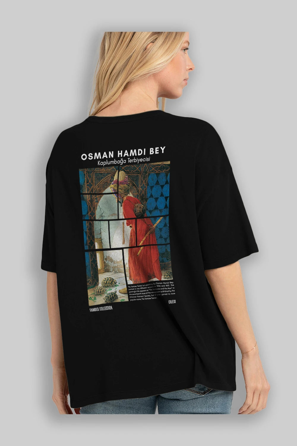Osman Hamdi Bey Arka Baskılı Oversize t-shirt Erkek Kadın Bisiklet Yaka Pamuk tişort