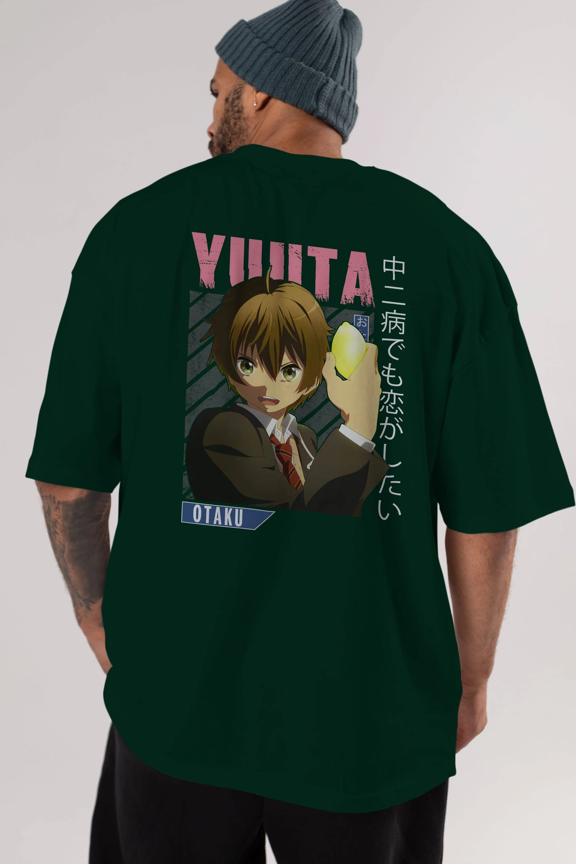Yuuta Togashi 2 Anime Arka Baskılı Oversize t-shirt Erkek Kadın Unisex