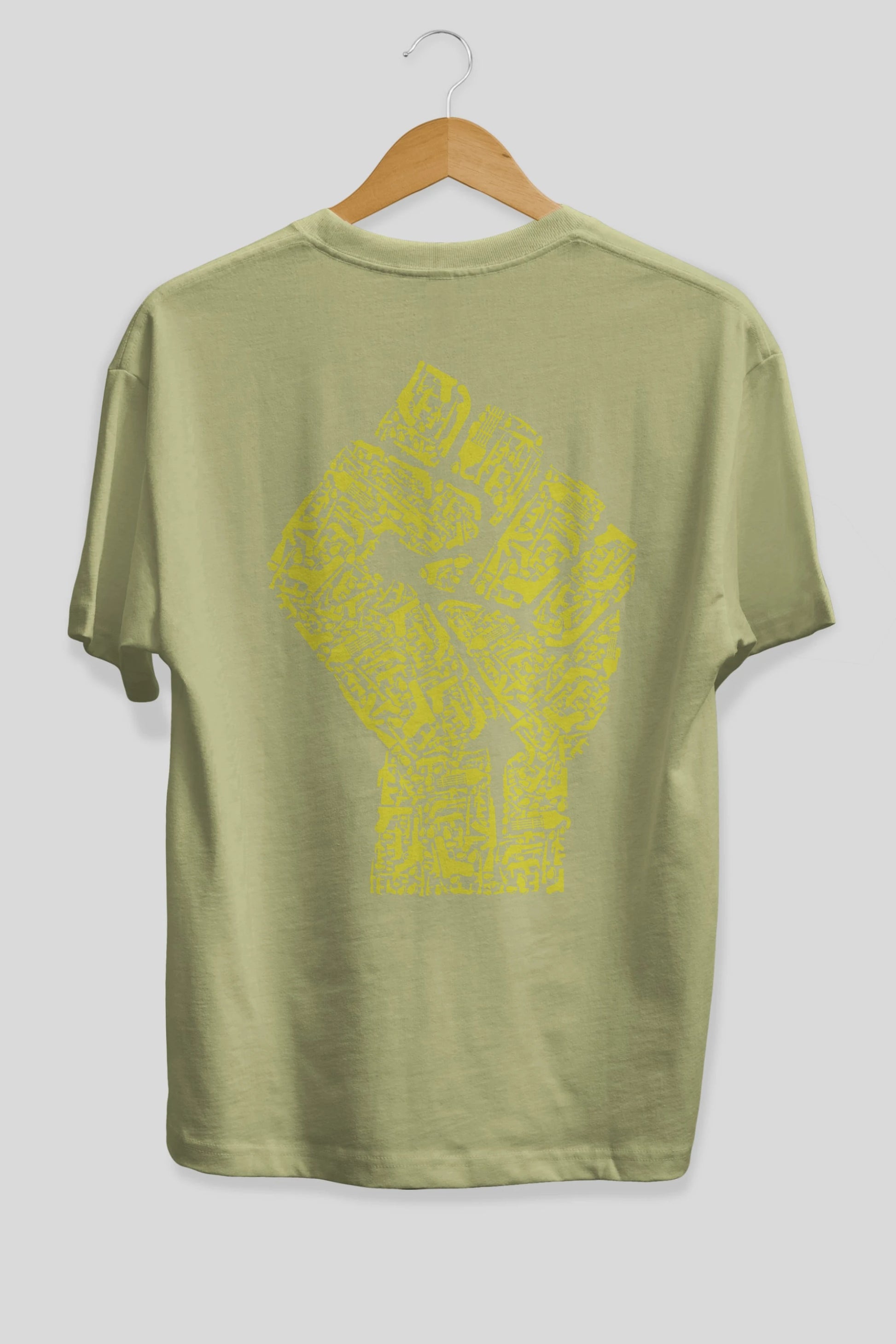 Hand Of Revolution Arka Baskılı Oversize t-shirt %100 pamuk Erkek Kadın Unisex