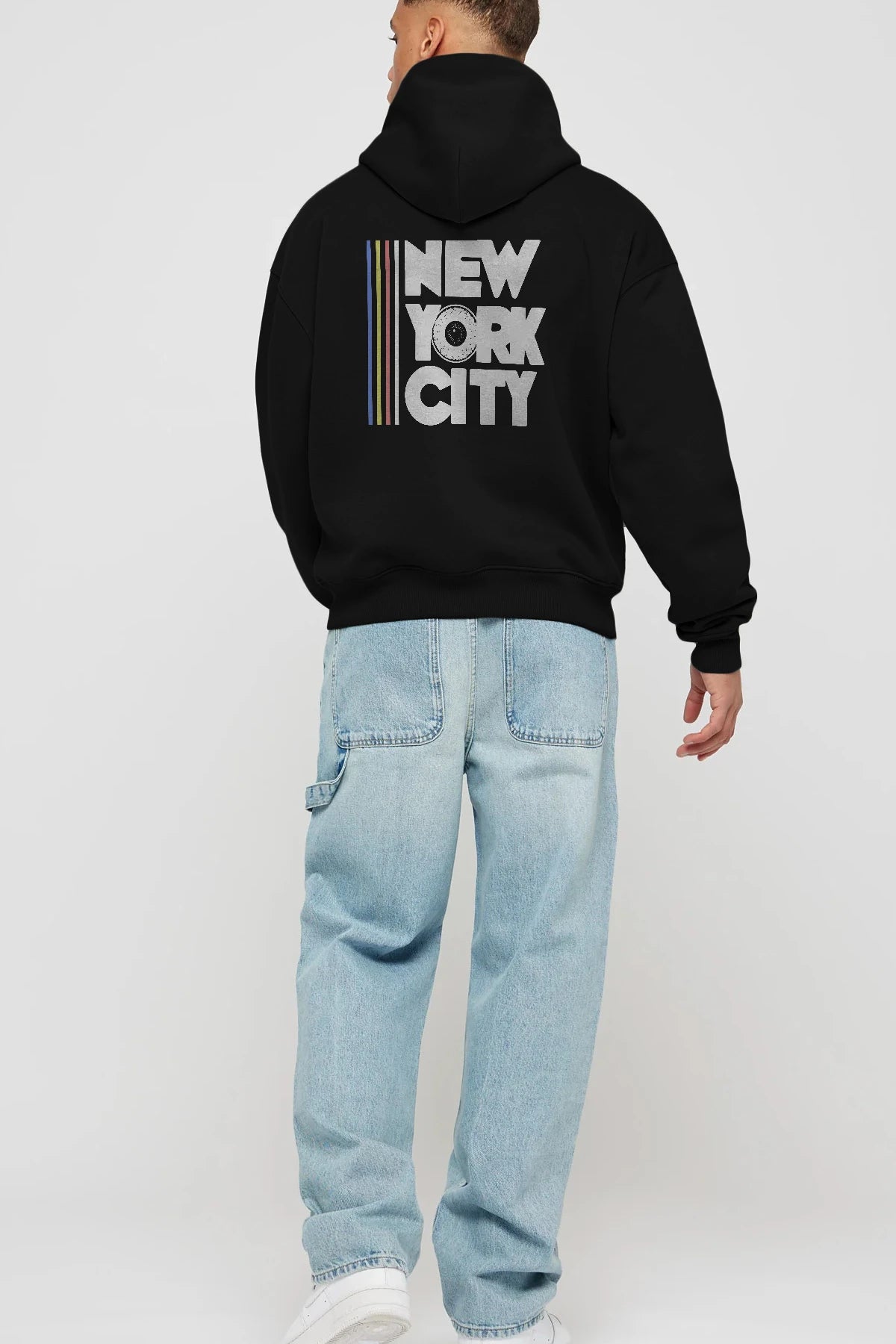 New York City Style Arka Baskılı Hoodie Oversize Kapüşonlu Sweatshirt Erkek Kadın Unisex