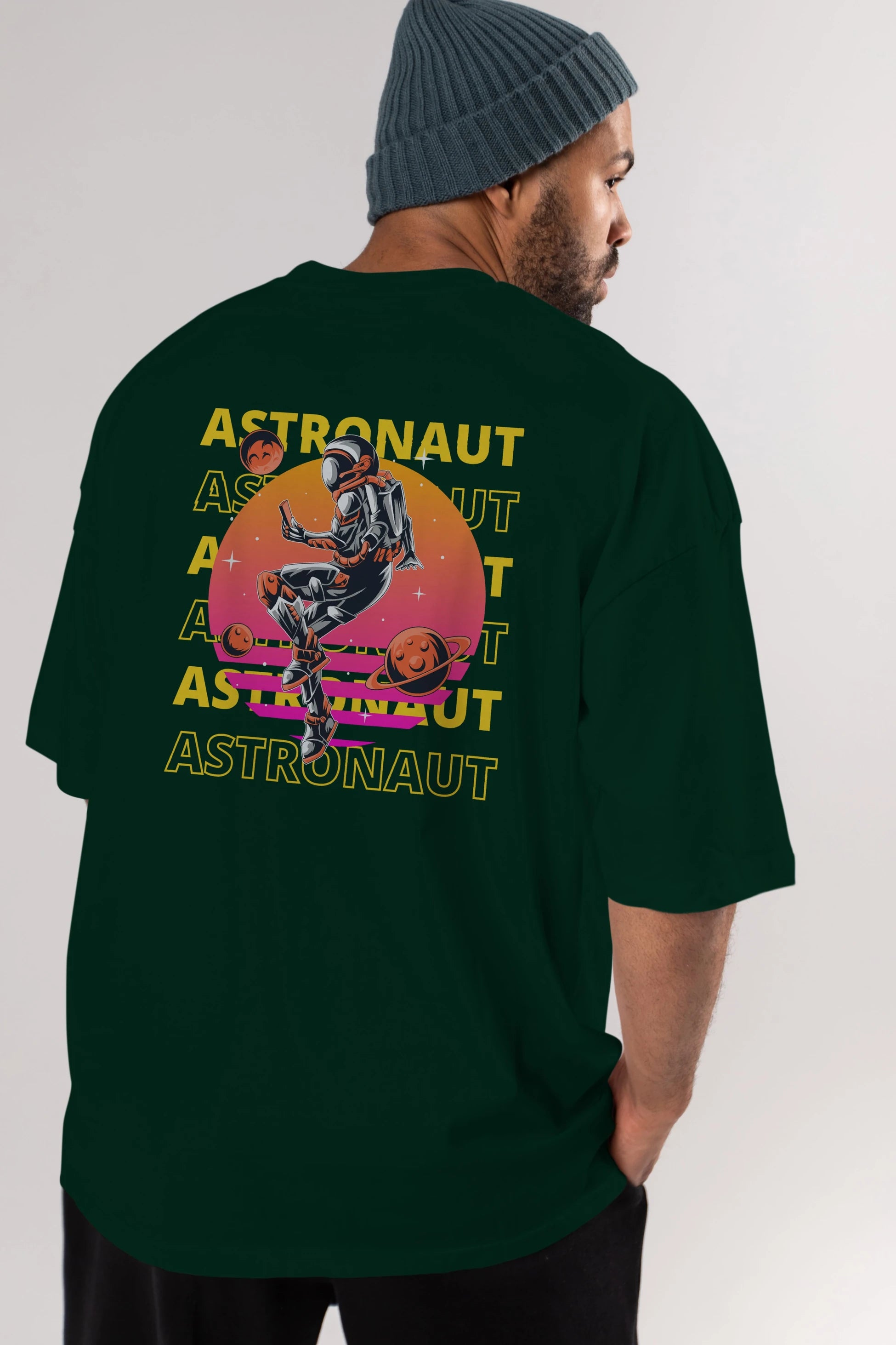 Astronaut Streetwear 2 Arka Baskılı Oversize t-shirt Erkek Kadın Unisex