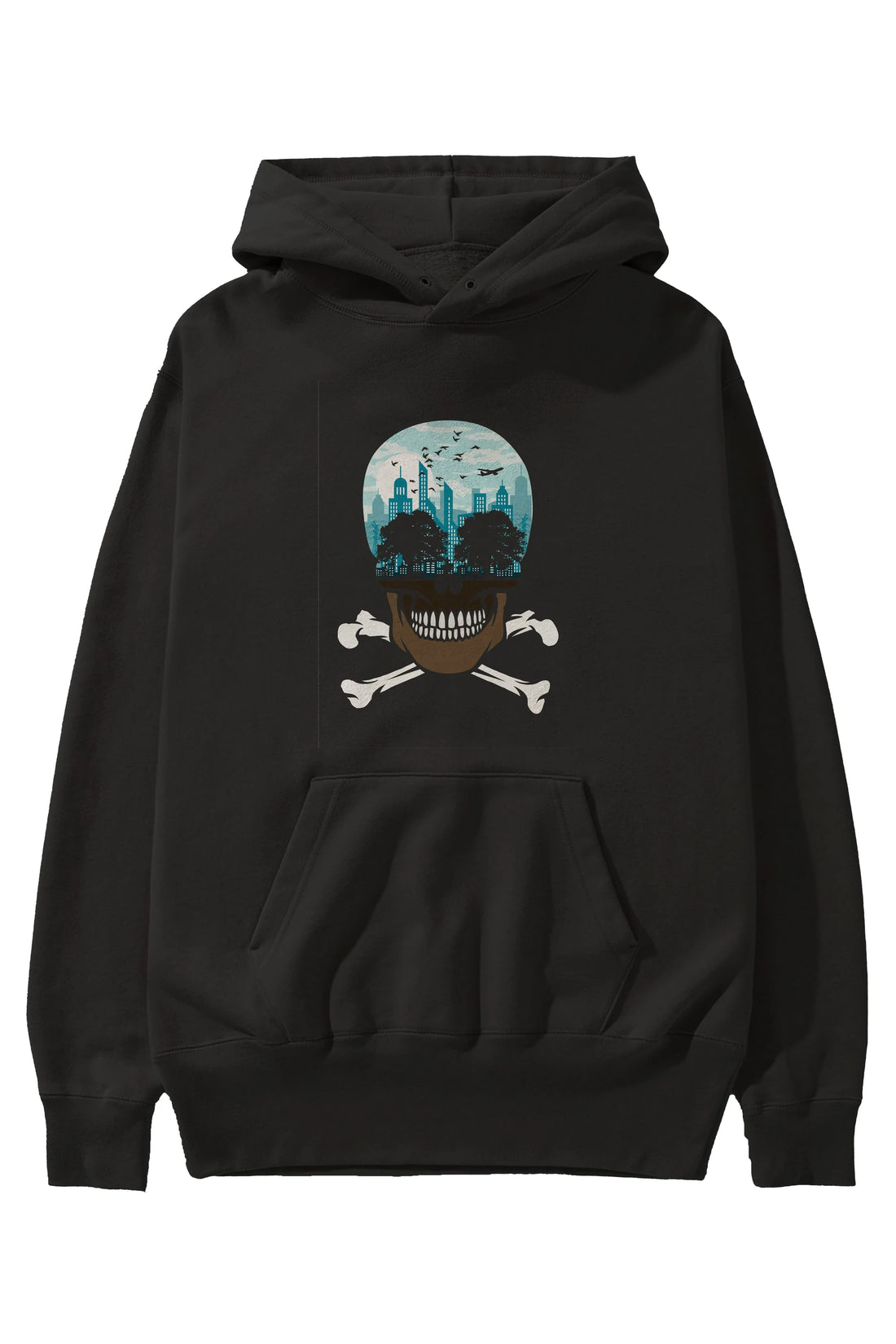 Death City Ön Baskılı Hoodie Oversize Kapüşonlu Sweatshirt Erkek Kadın Unisex