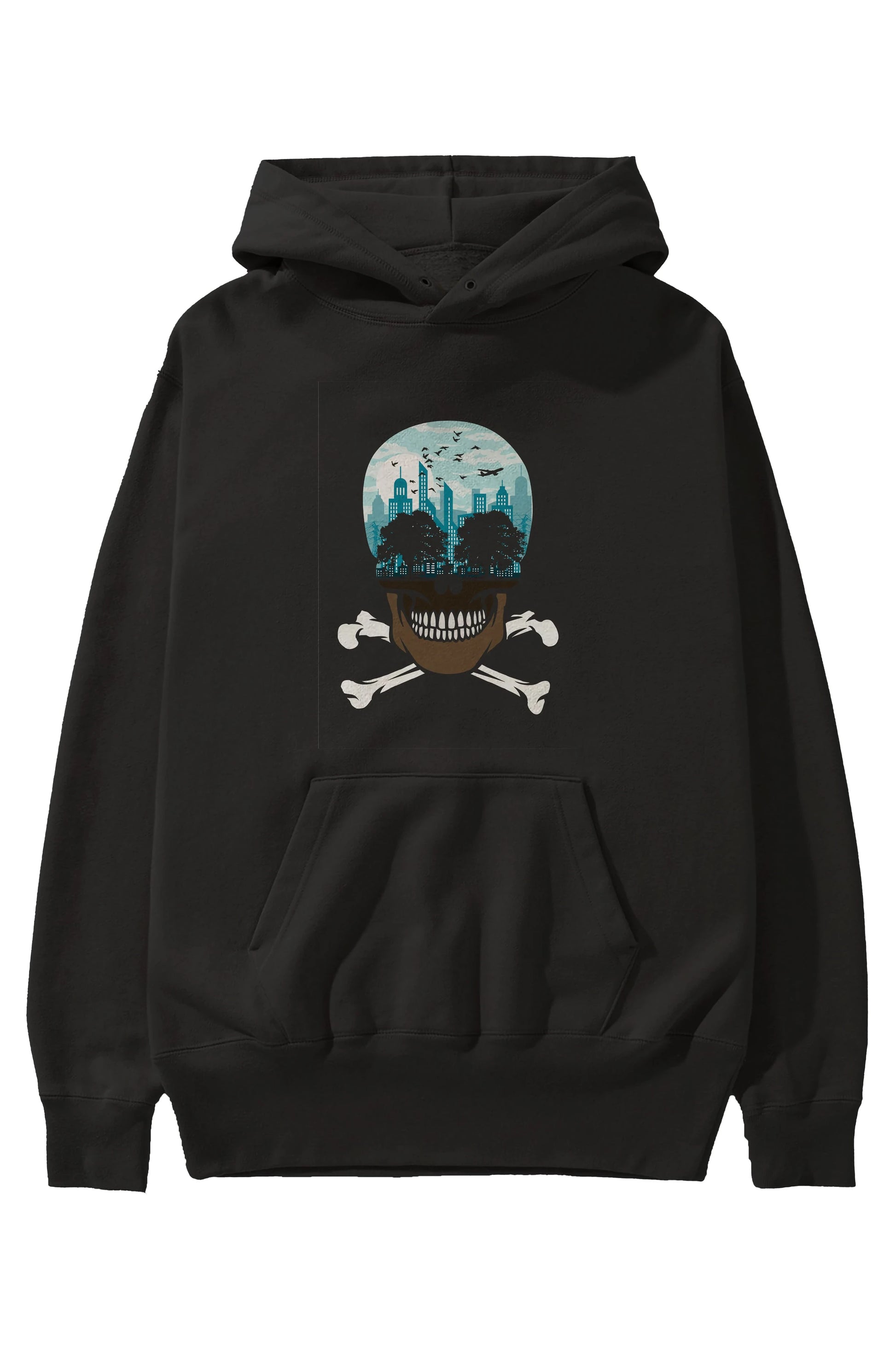 Death City Ön Baskılı Hoodie Oversize Kapüşonlu Sweatshirt Erkek Kadın Unisex