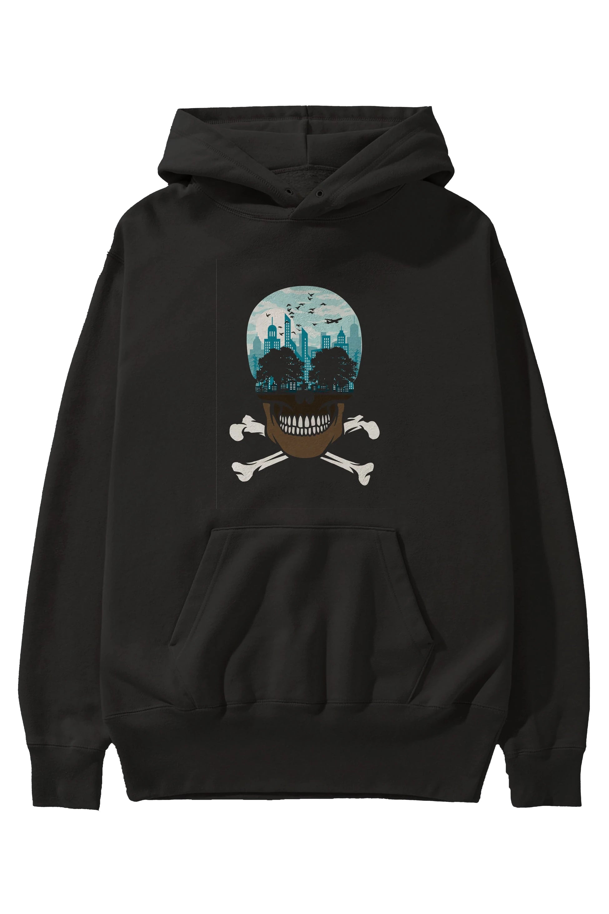 Death City Ön Baskılı Hoodie Oversize Kapüşonlu Sweatshirt Erkek Kadın Unisex