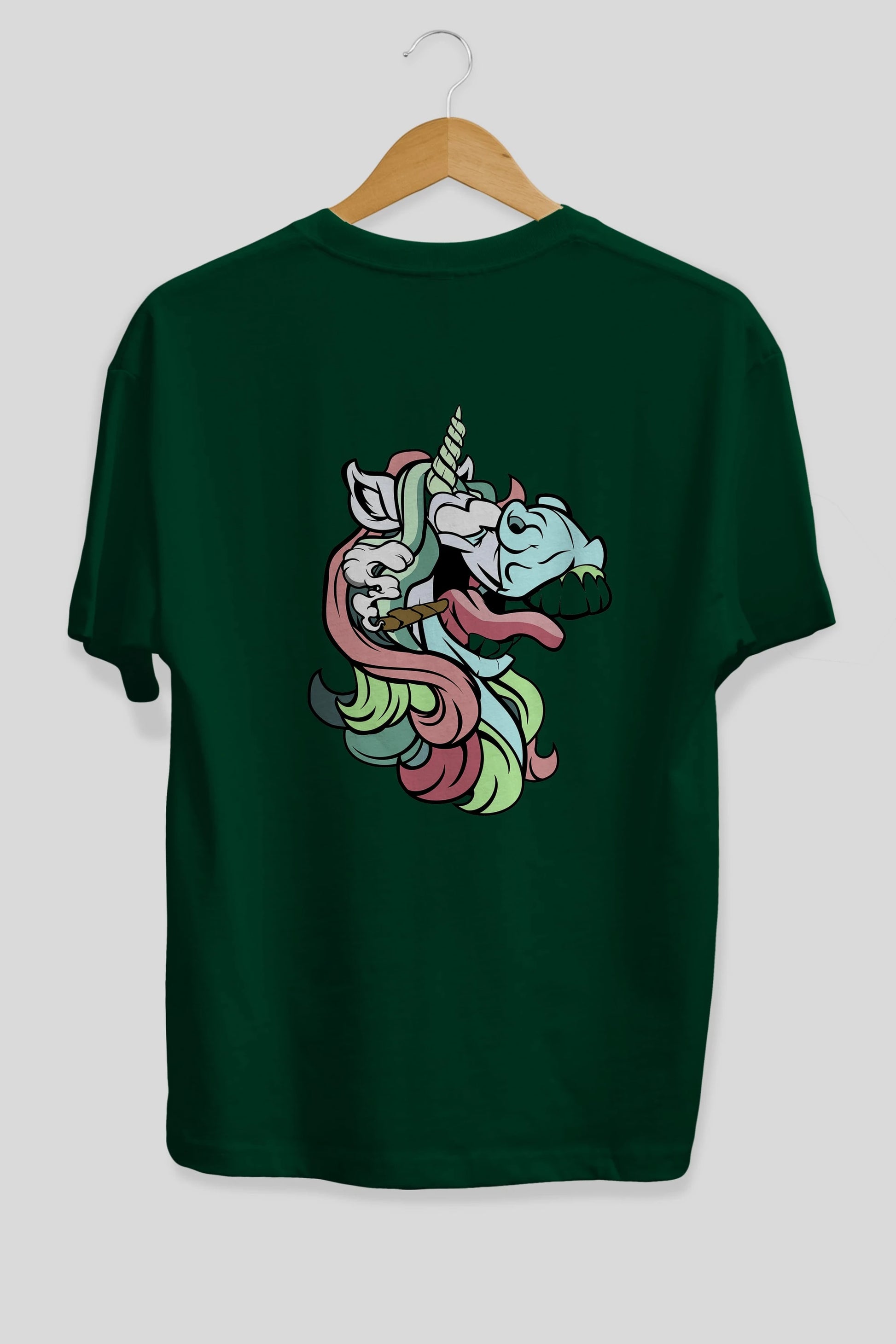 Crazy Unicorn Arka Baskılı Oversize t-shirt Erkek Kadın Unisex %100 Pamuk tişort