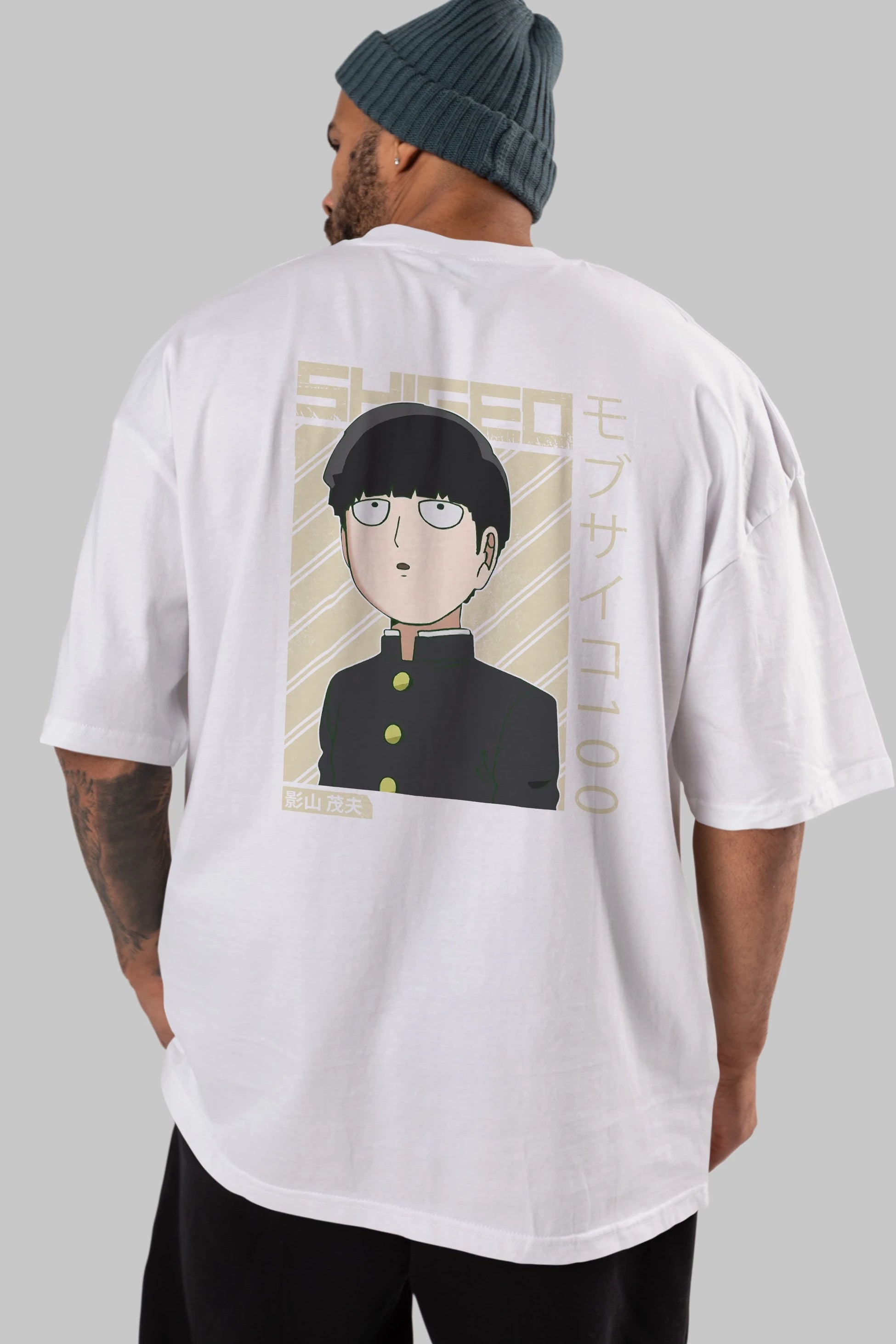 Shigeo Kageyama 2 Anime Arka Baskılı Oversize t-shirt Erkek Kadın Unisex
