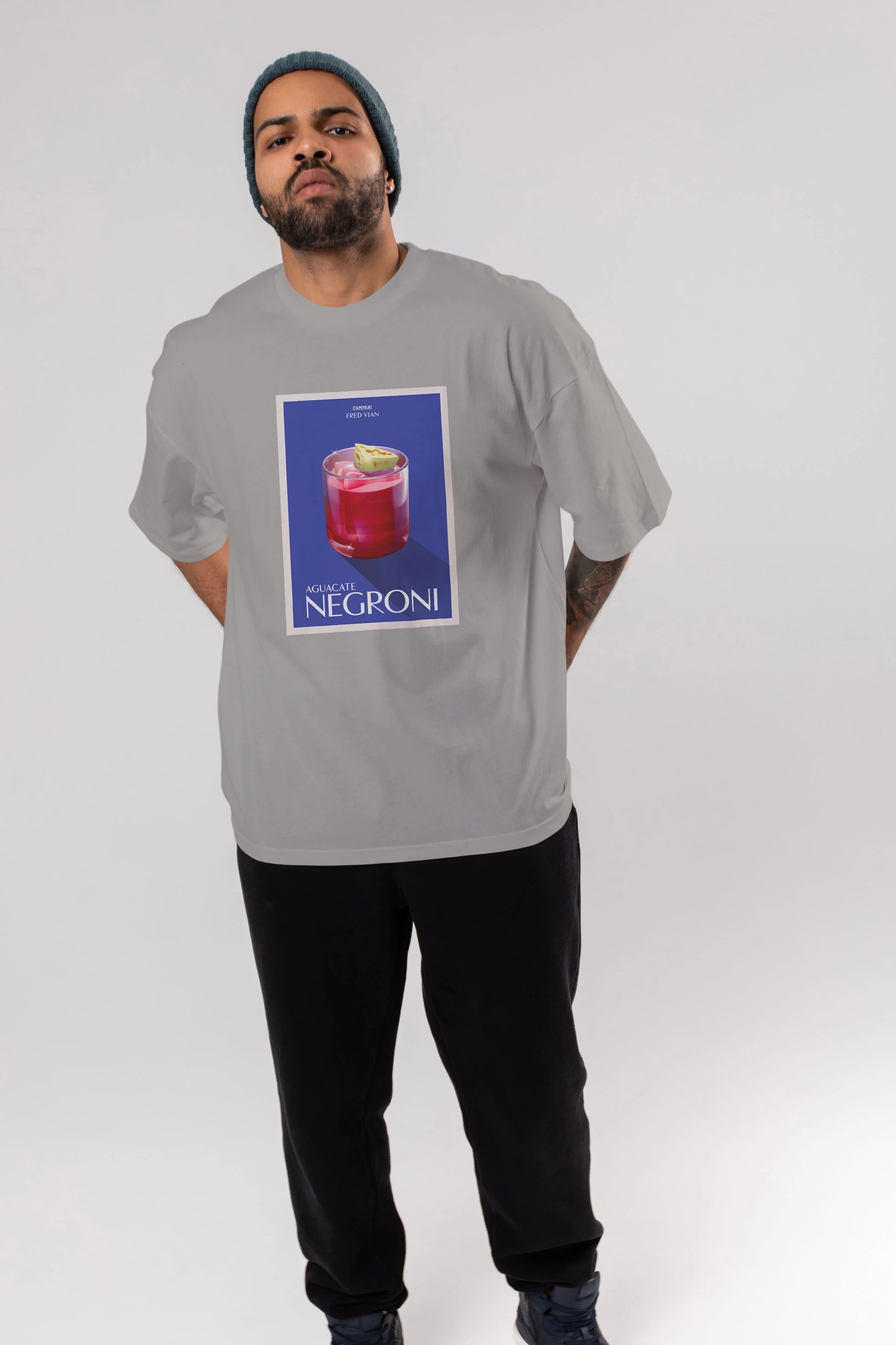 Aguacate Negroni Ön Baskılı Oversize t-shirt Erkek Kadın Unisex %100 Pamuk Bisiklet Yaka tişort