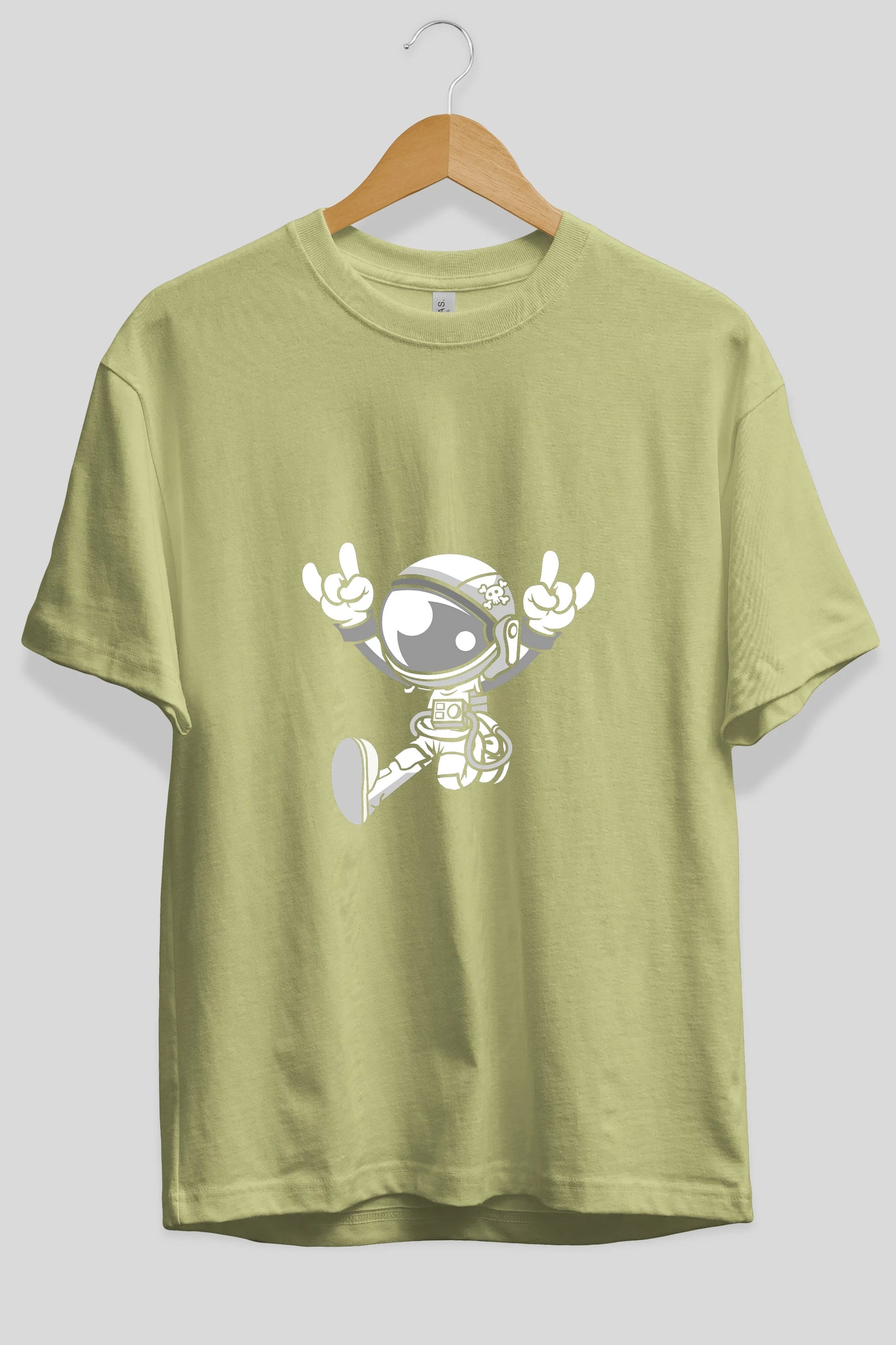 Astronaut Metal Ön Baskılı Oversize t-shirt Erkek Kadın Unisex %100 Pamuk tişort