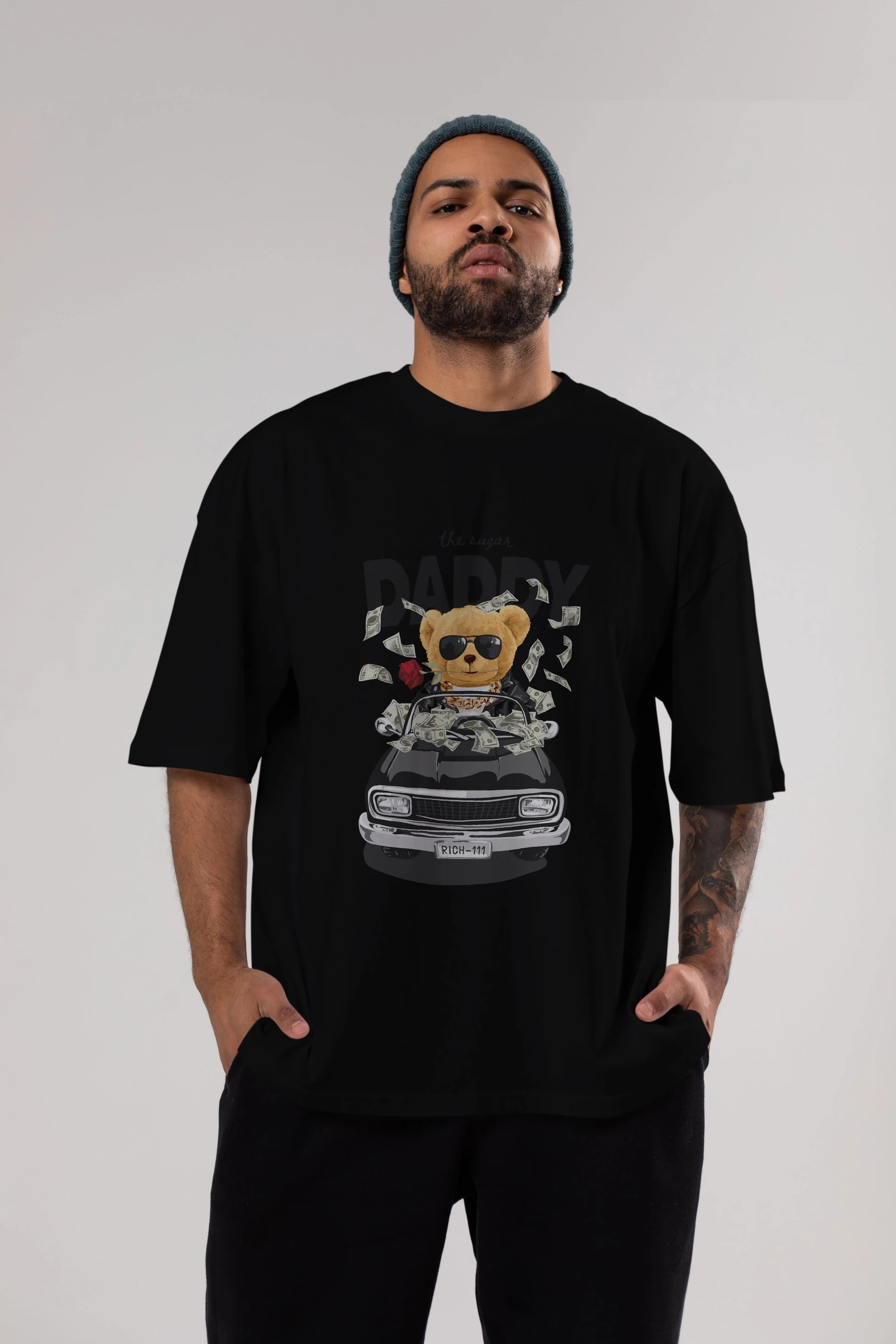 Teddy Bear Daddy Ön Baskılı Oversize t-shirt Erkek Kadın Unisex %100 Pamuk