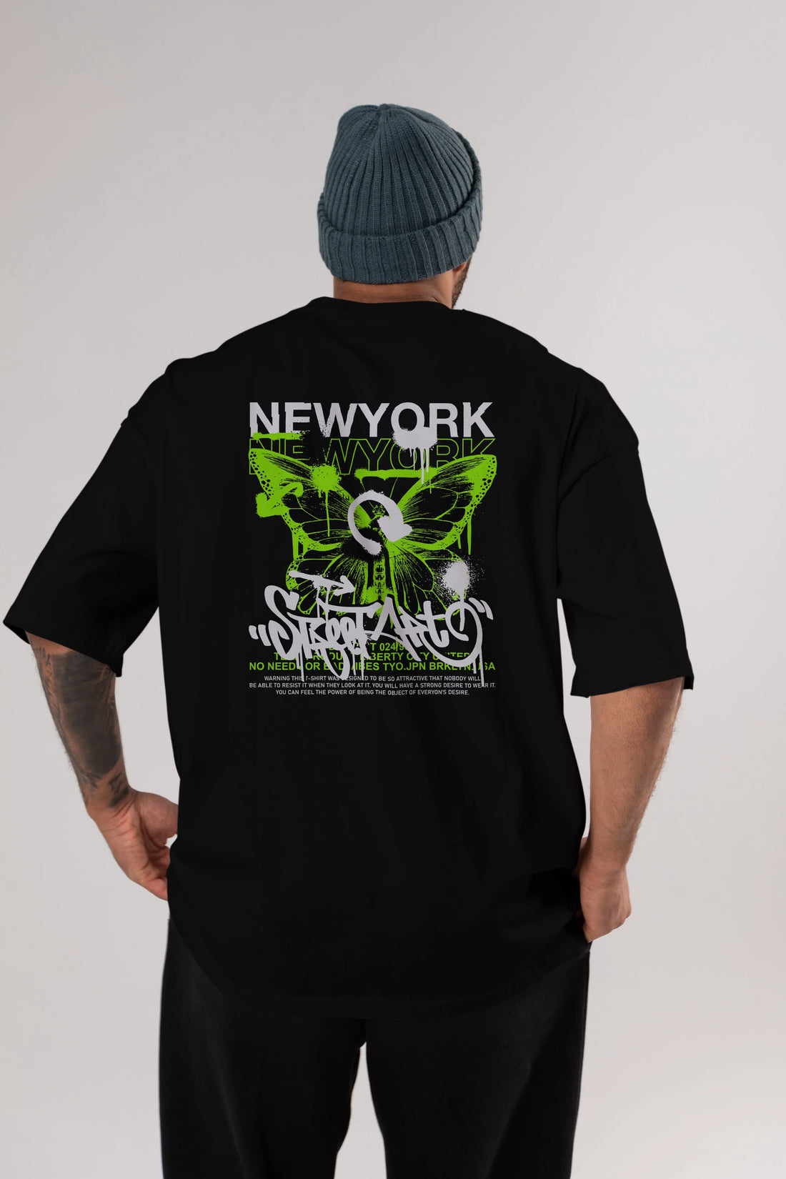New York Street Style Arka Baskılı Oversize t-shirt Erkek Kadın Unisex