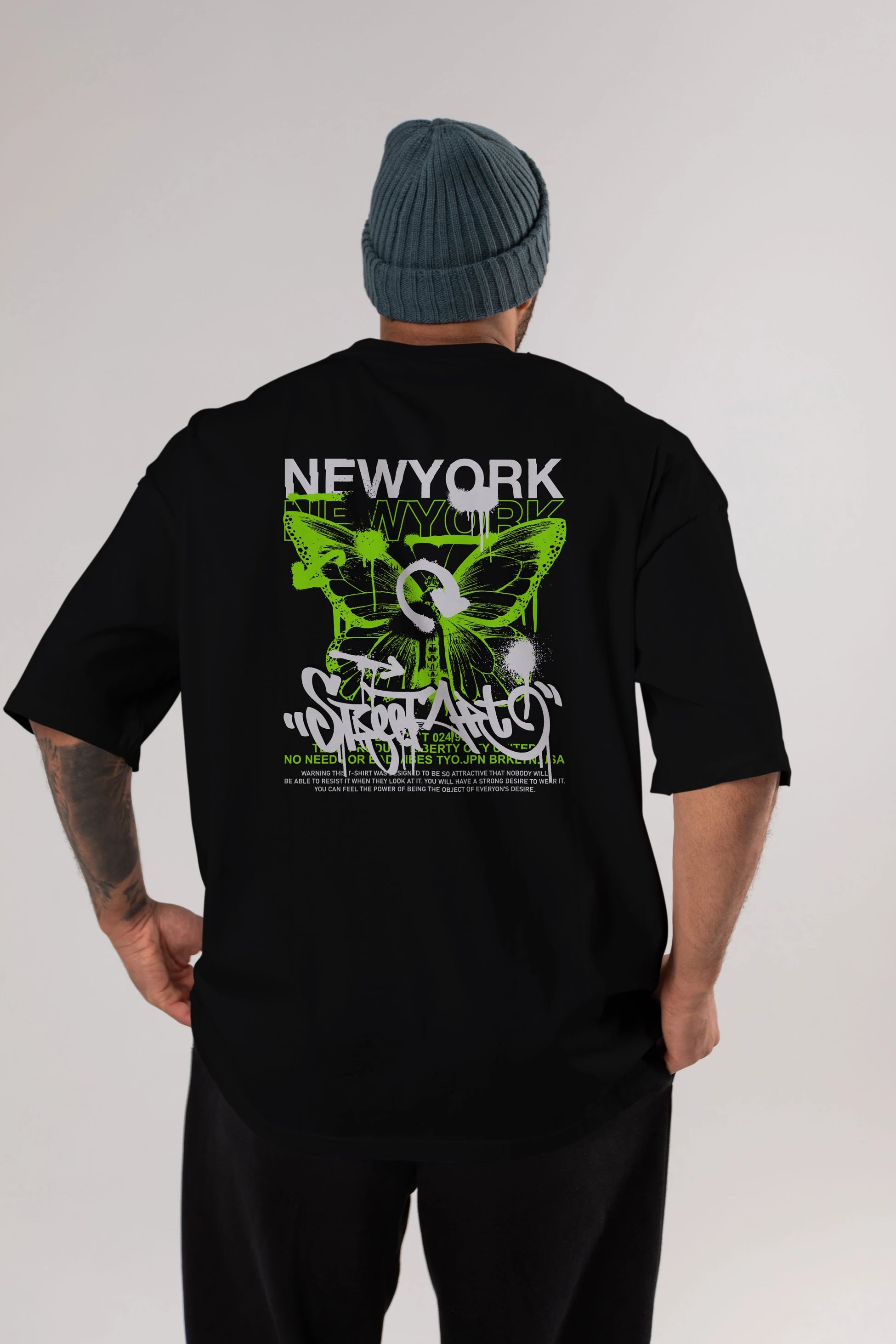New York Street Style Arka Baskılı Oversize t-shirt Erkek Kadın Unisex