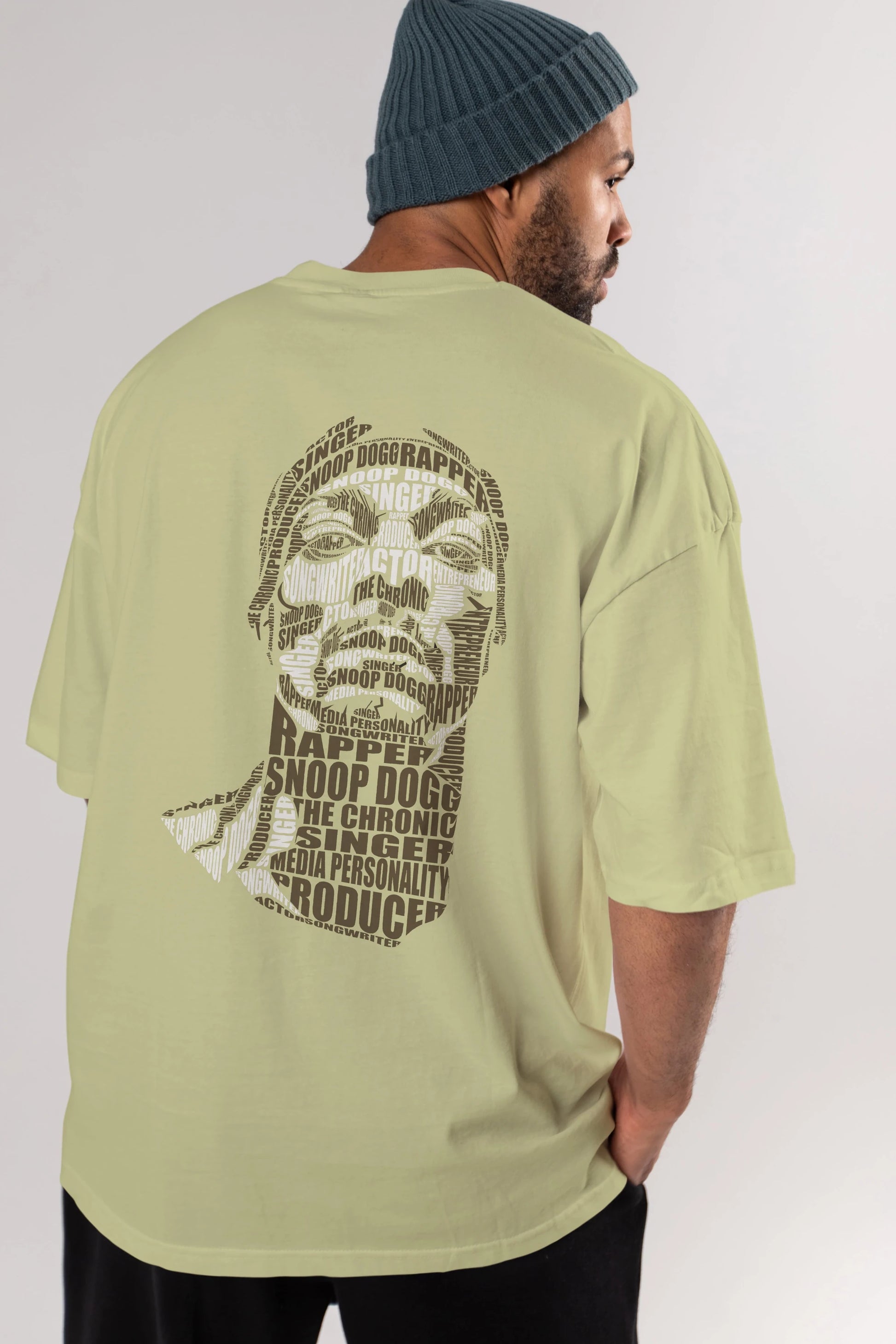 Snoop Dogg Calligram Arka Baskılı Oversize t-shirt %100 pamuk Erkek Kadın Unisex