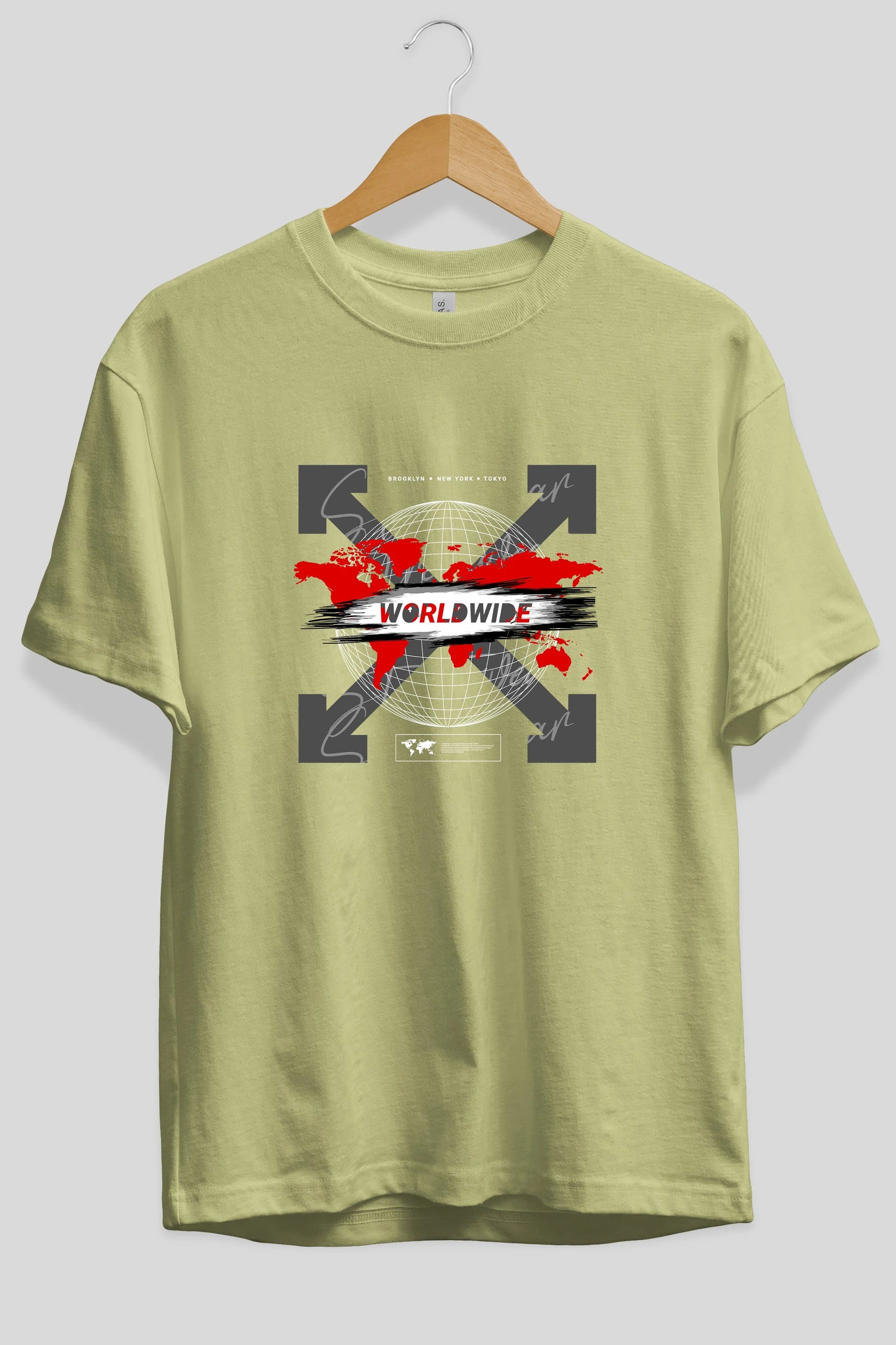 Worldwide Style Ön Baskılı Oversize t-shirt Erkek Kadın Unisex
