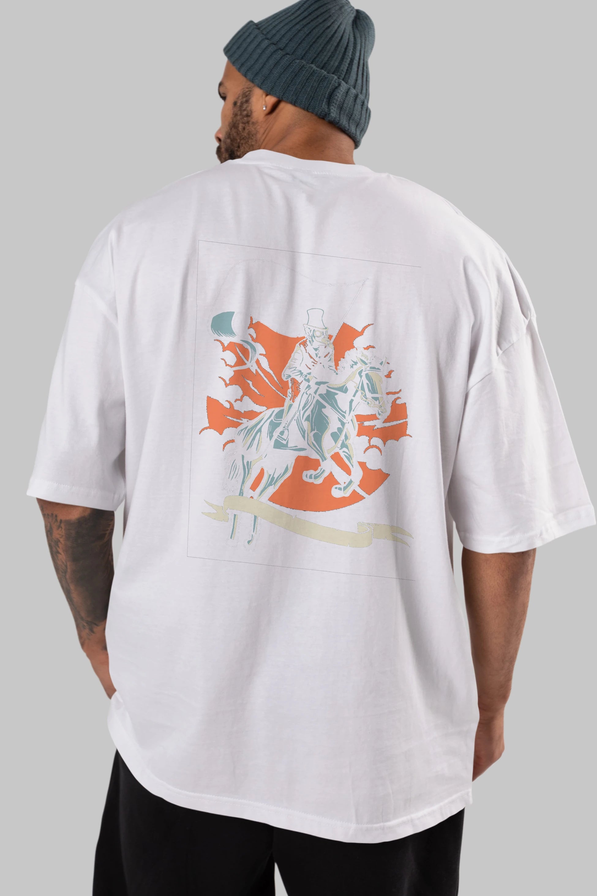 Plague Doctor Arka Baskılı Oversize t-shirt Erkek Kadın Unisex %100 Pamuk