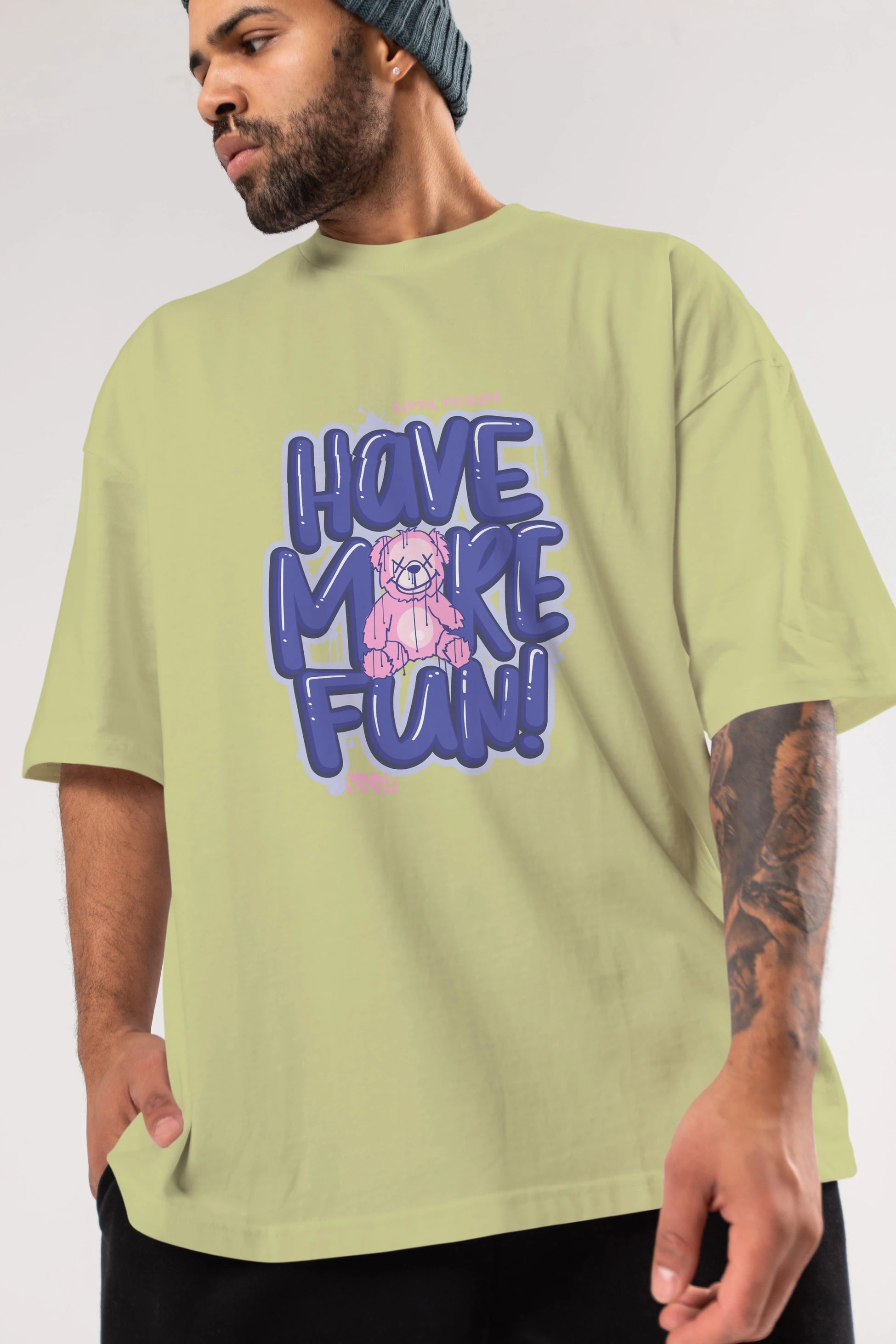 Have More Fun Bear Ön Baskılı Oversize t-shirt Erkek Kadın Unisex