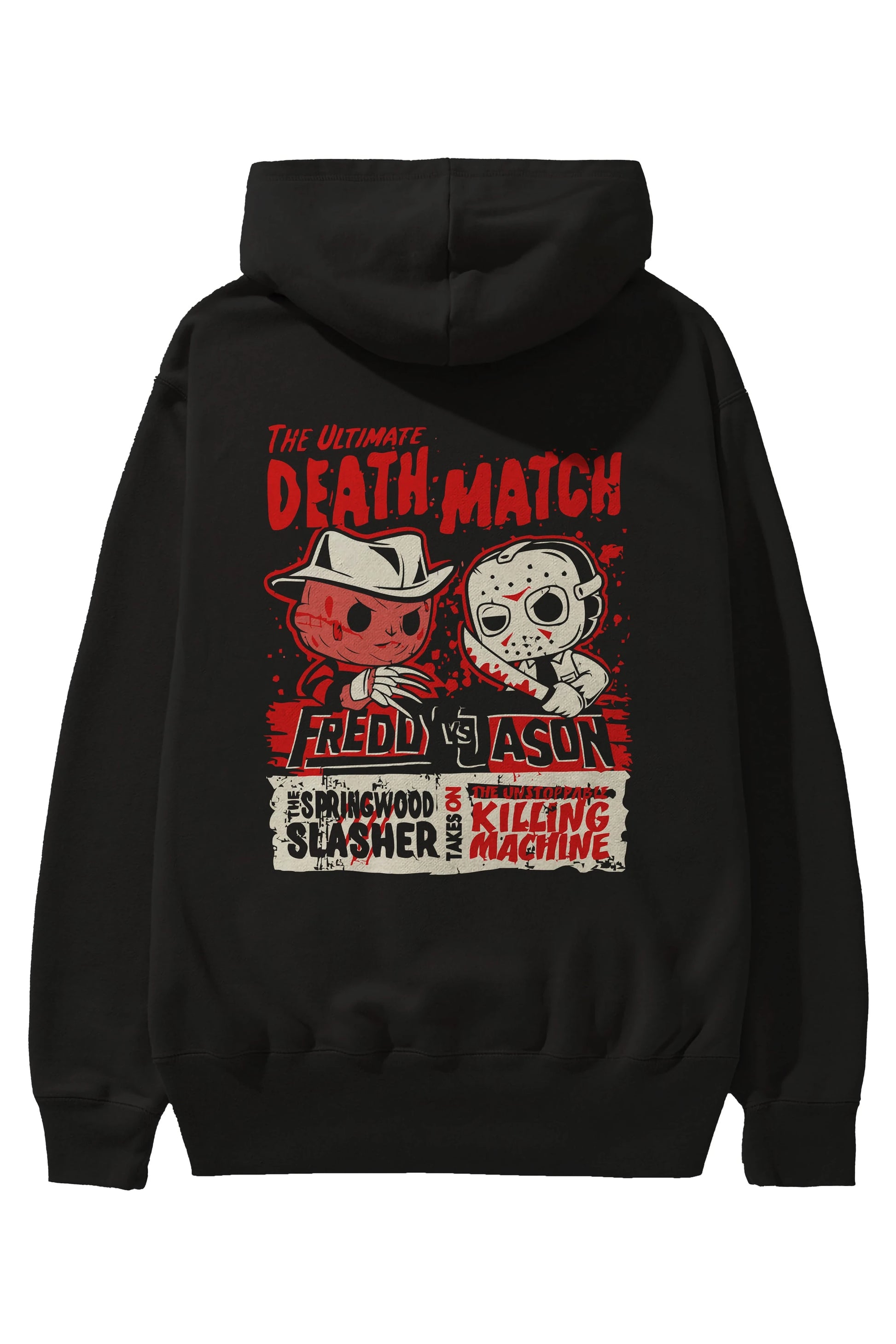 Freddy vs Jason Arka Baskılı Hoodie Oversize Kapüşonlu Sweatshirt Erkek Kadın Unisex