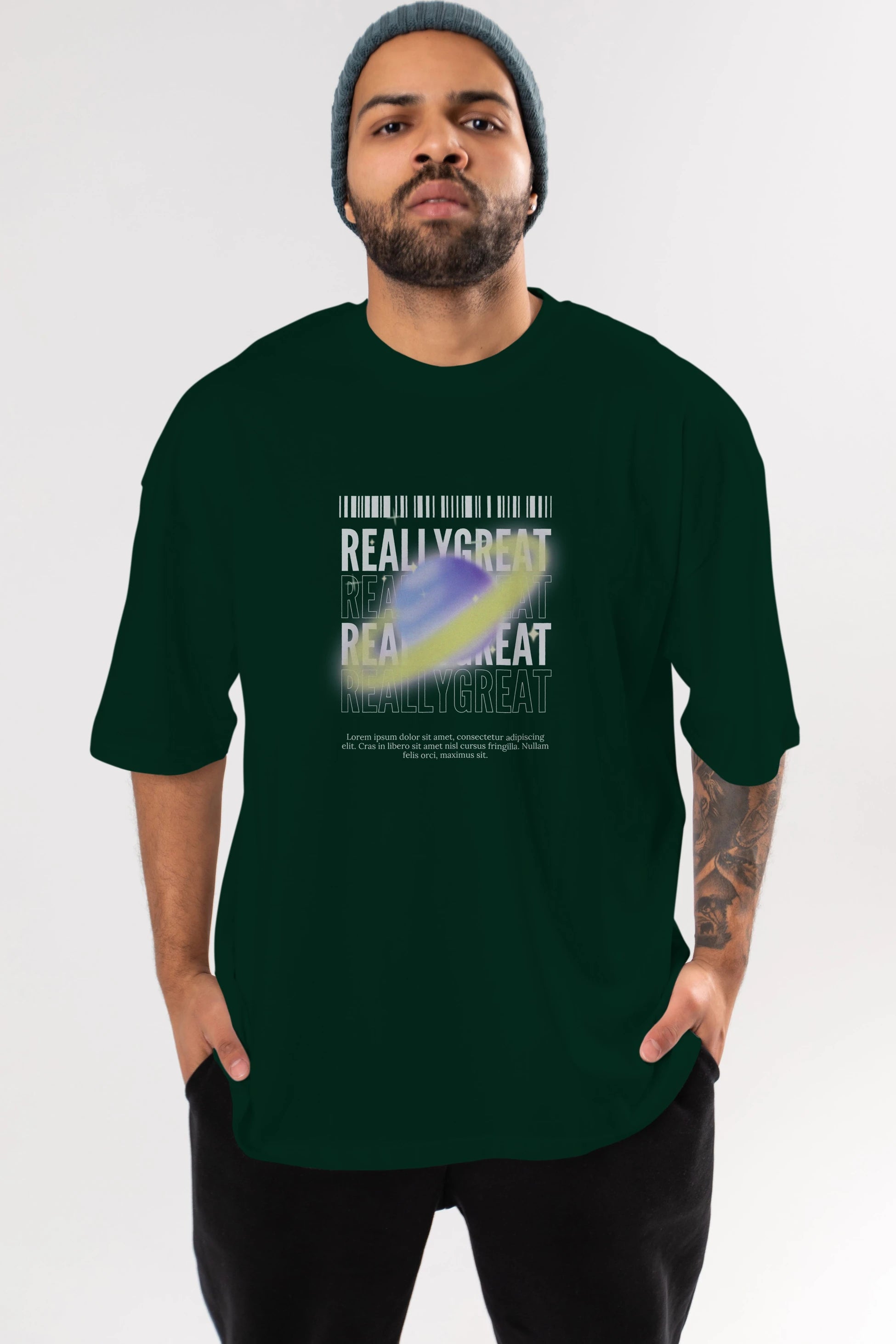 Really Great 2 Yazılı Ön Baskılı Oversize t-shirt Erkek Kadın Unisex