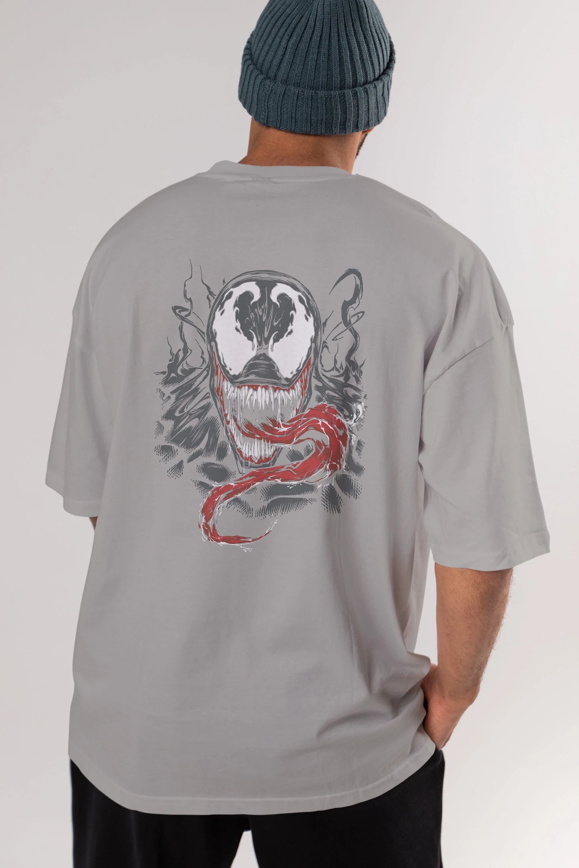 Venom (18) Arka Baskılı Oversize t-shirt Erkek Kadın Unisex %100 Pamuk Bisiklet Yaka tişort
