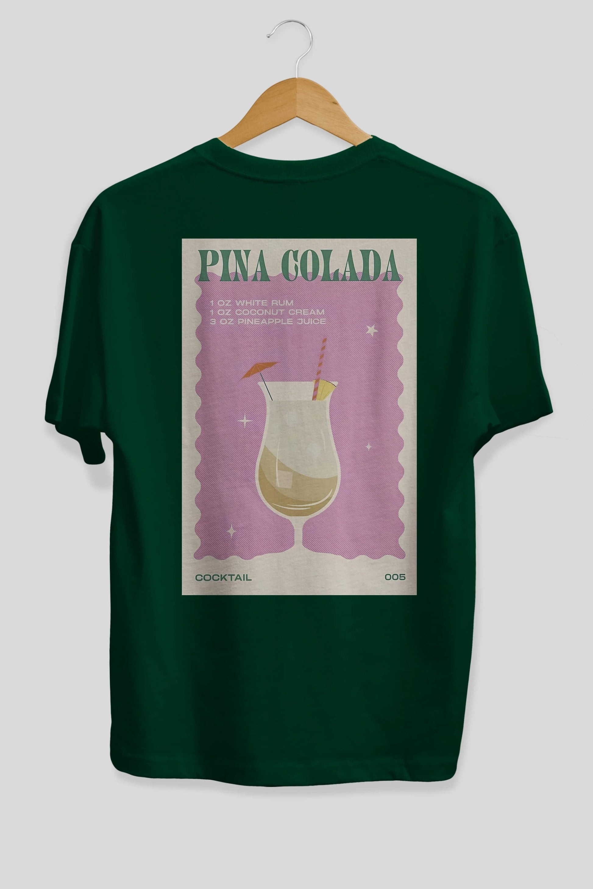 Pina Colada 3 Arka Baskılı Oversize t-shirt Erkek Kadın Unisex %100 Pamuk Bisiklet Yaka tişort