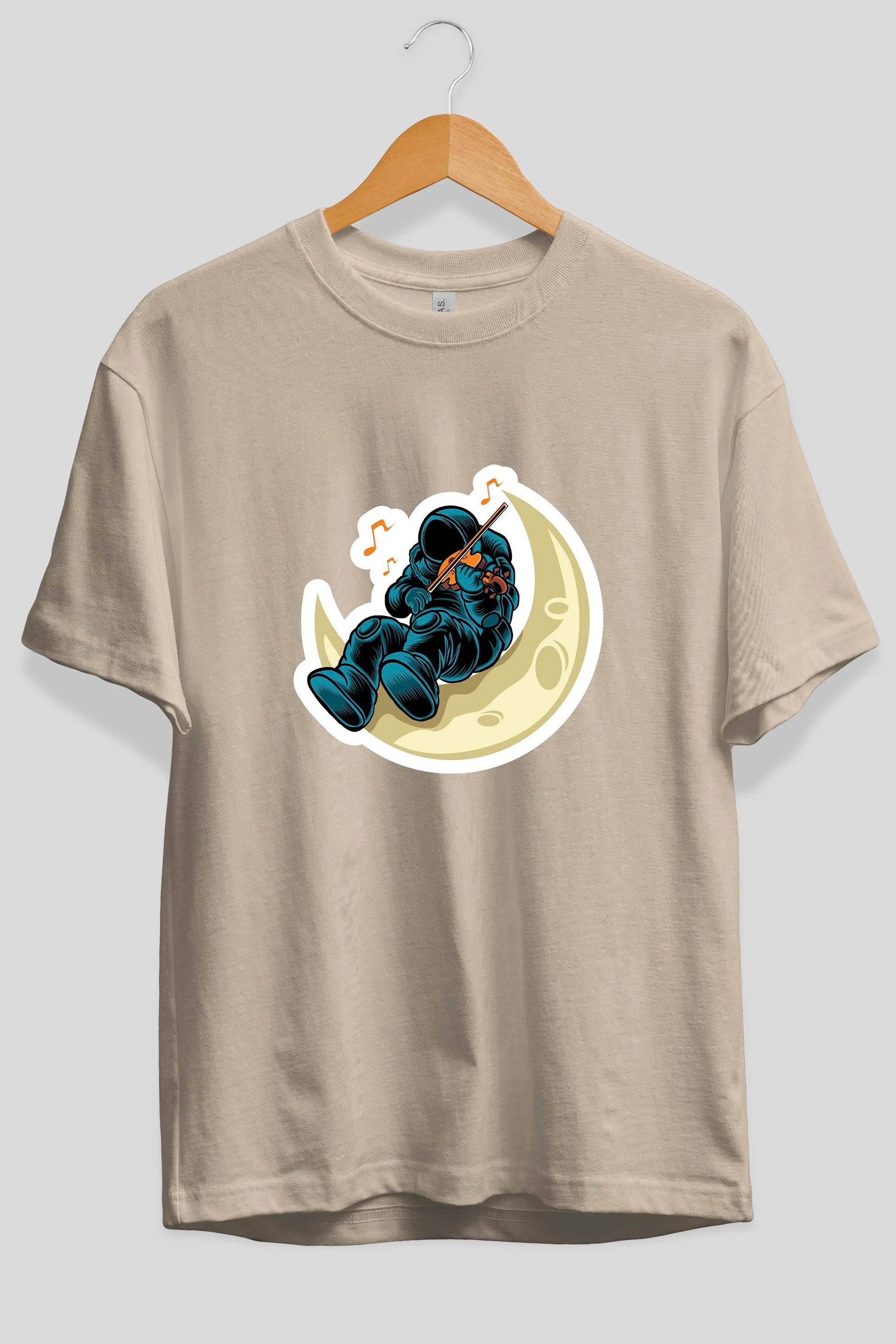 Playing Vionist in Space Sticker Ön Baskılı Oversize t-shirt Erkek Kadın Unisex