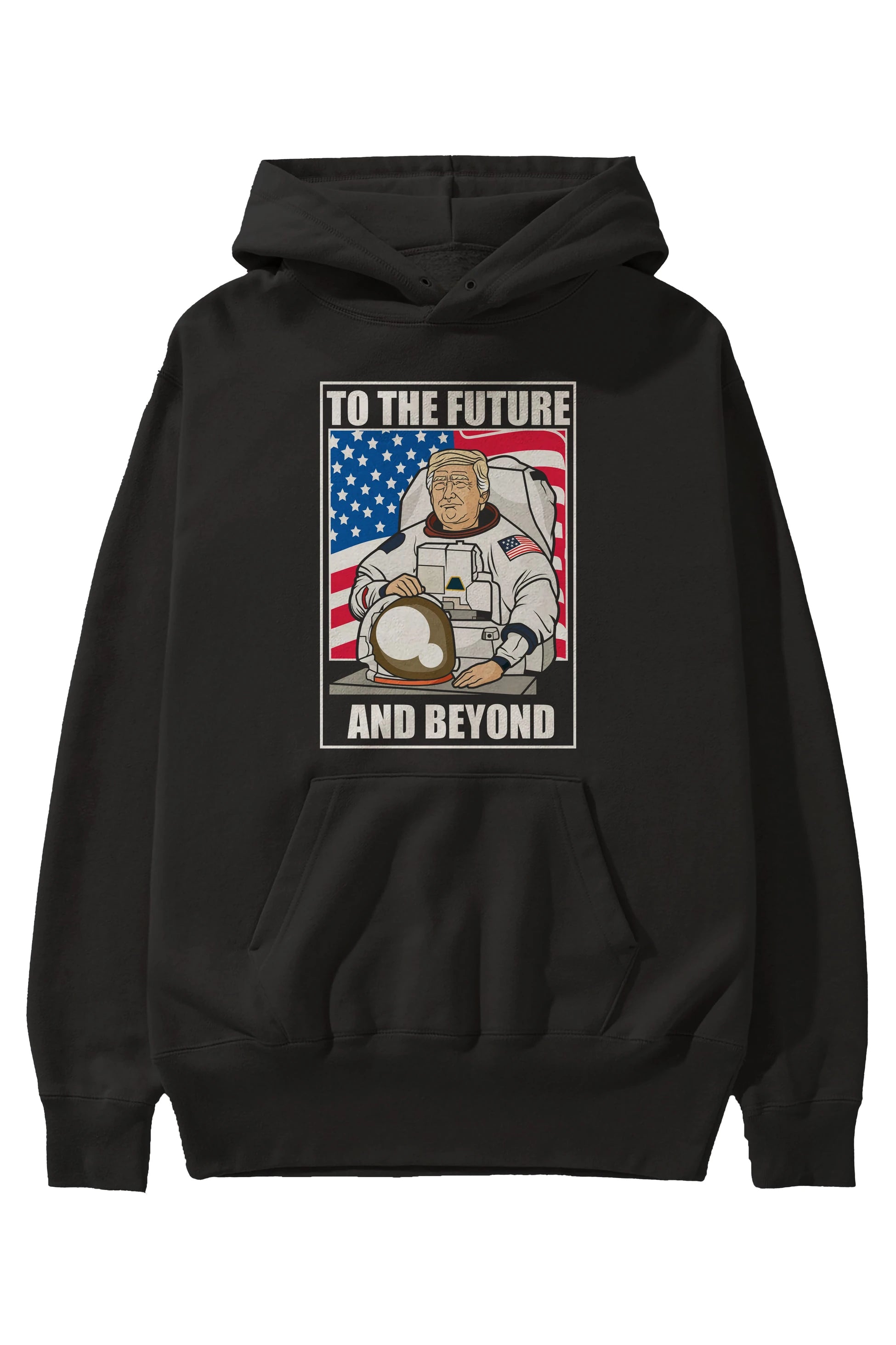 Trumpstronaut Ön Baskılı Hoodie Oversize Kapüşonlu Sweatshirt Erkek Kadın Unisex