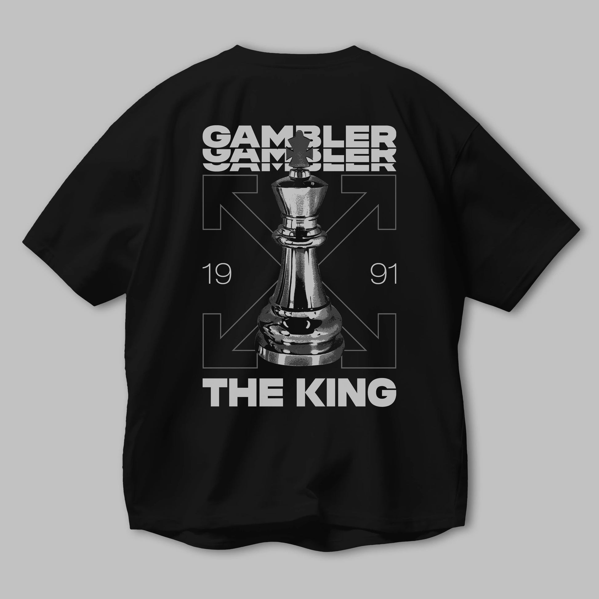Gambler The King Arka Baskılı Oversize t-shirt Erkek Kadın Unisex